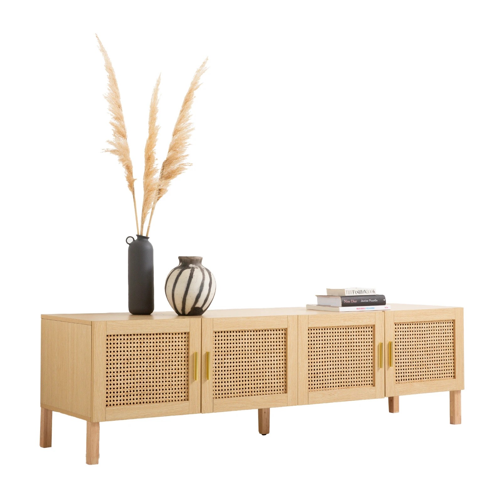 5 Casa Decor Santiago Rattan Entertainment Unit TV Stand Cabinet Storage Oak - Brown, 5 of 9