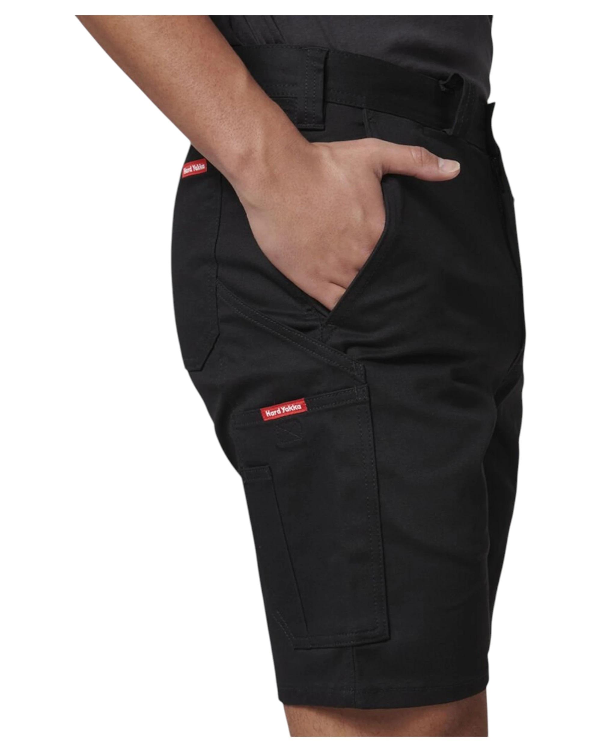6 Hard Yakka 3 Pack Mens Core Basic Stretch Drill Cargo Short BLACK, 6 of 7