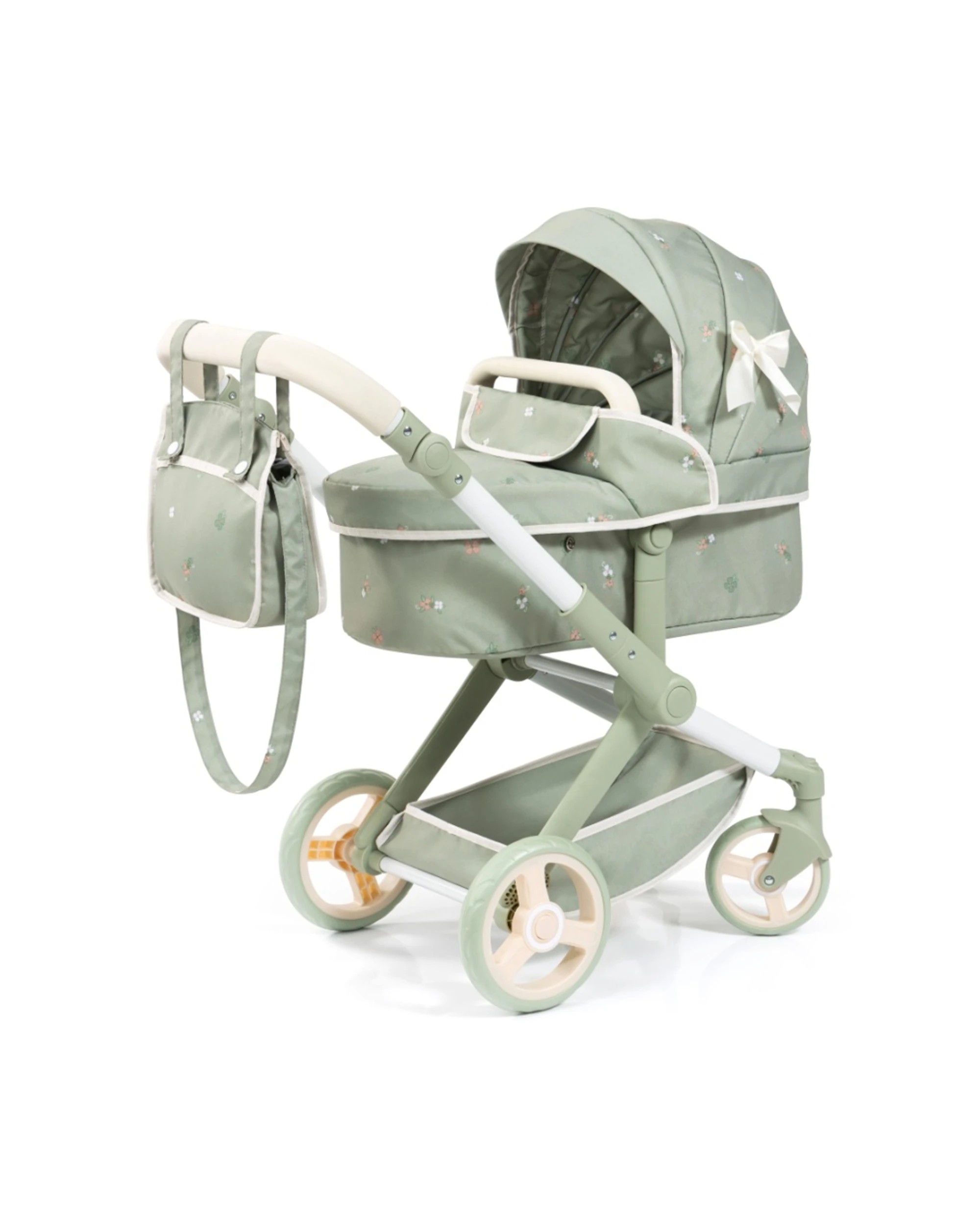 1 Bayer Xeo Doll Pram Flower Convertible Jogger Adjustable Handle For Dolls 52cm Sage - Green, 1 of 7