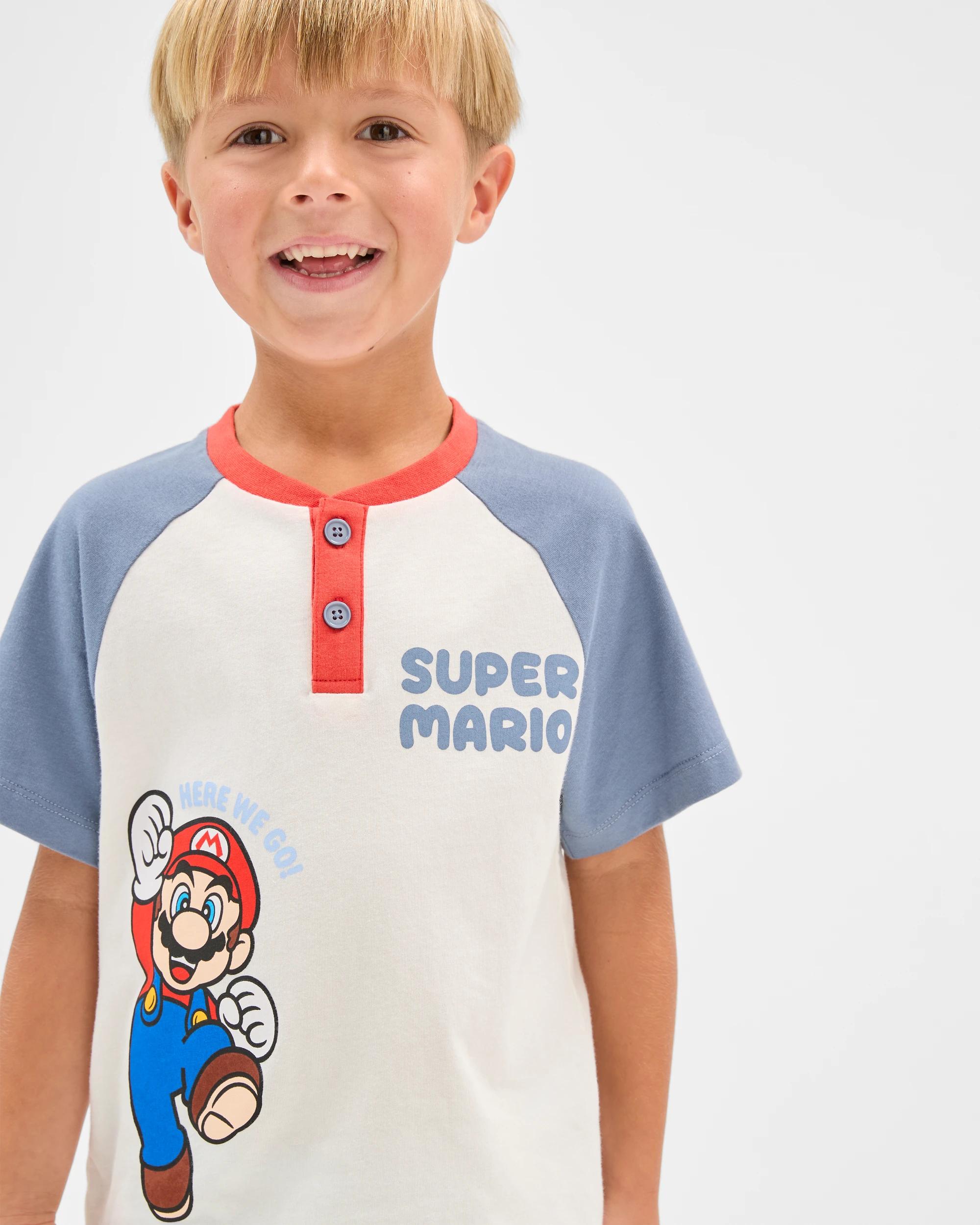 2 Super Mario Australian Cotton Younger Boys Pyjama Set MULTI MARIO, 2 of 8