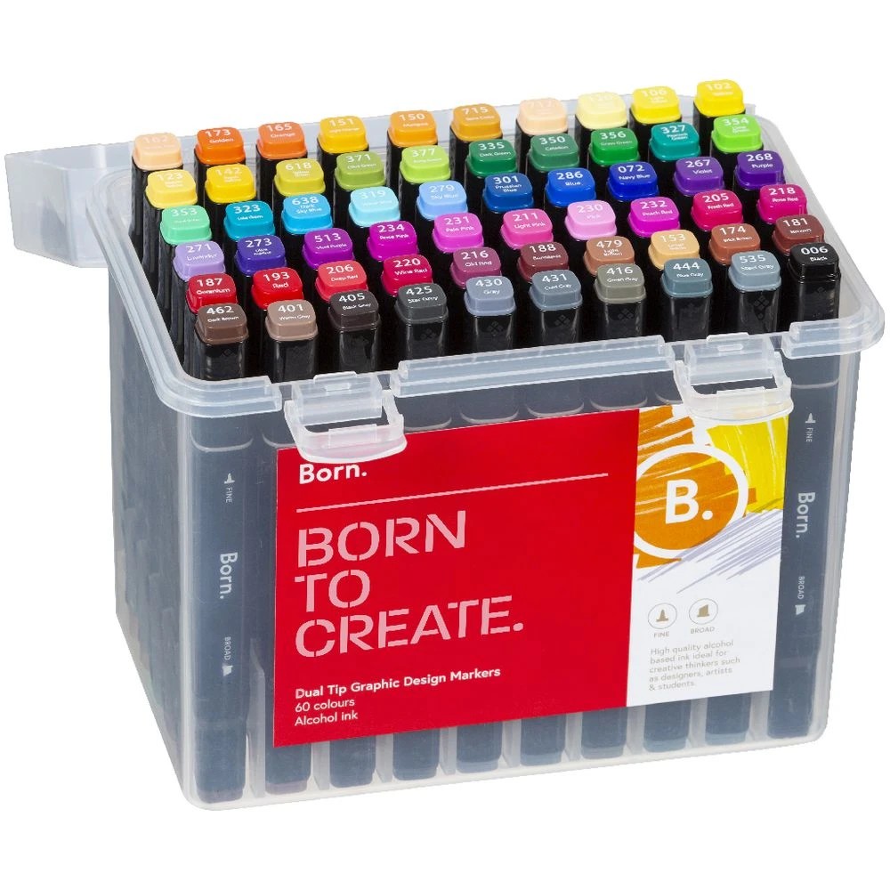 2 Born Dual-Tip Graphic Design Markers 60 Pack, 2 of 4