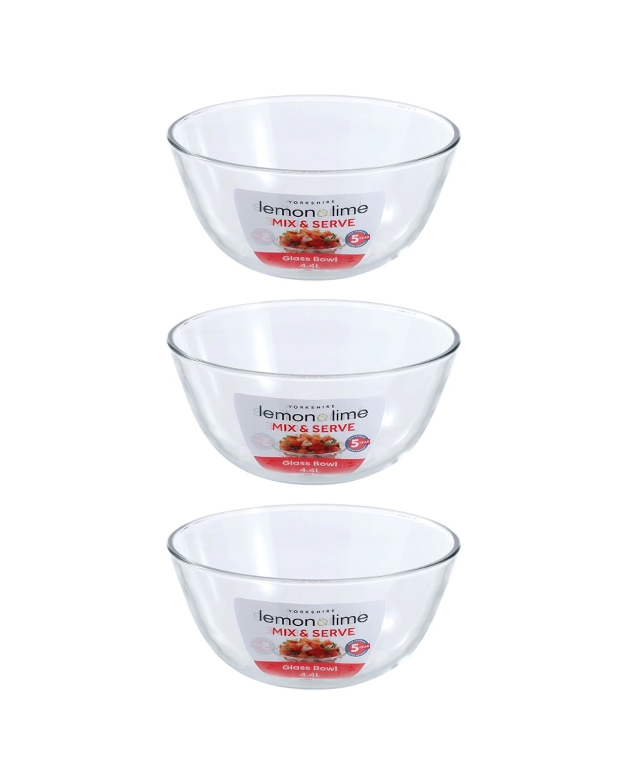 1 Lemon & Lime 3PK Yorkshire Glass Mixing Bowl Oven Safe 4.4L - Clear, 1 of 6