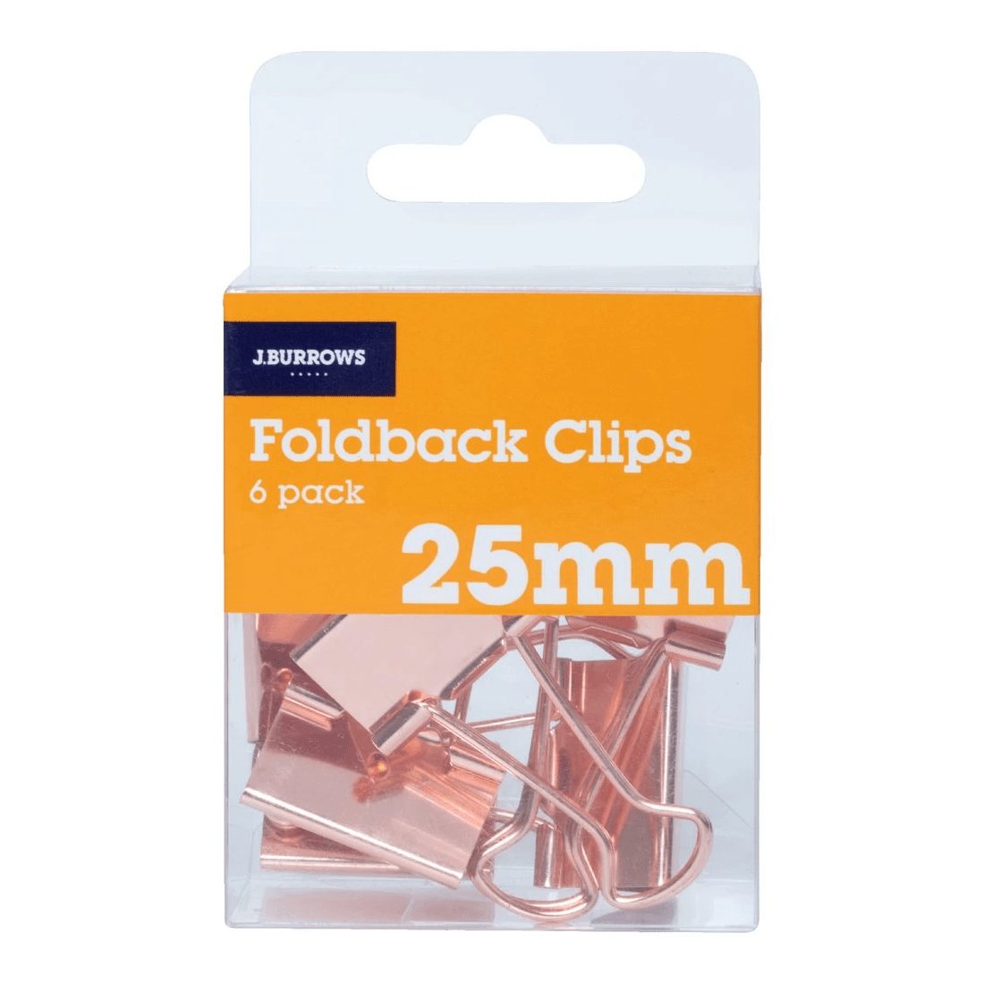 2 J.Burrows 25mm Foldback Clips 6 Pack Rose Gold, 2 of 3