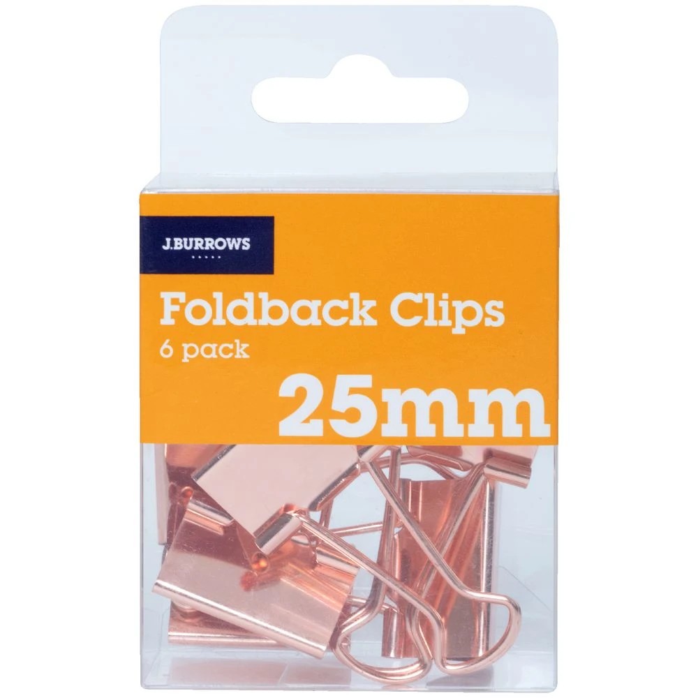 2 J.Burrows 25mm Foldback Clips 6 Pack Rose Gold, 2 of 3