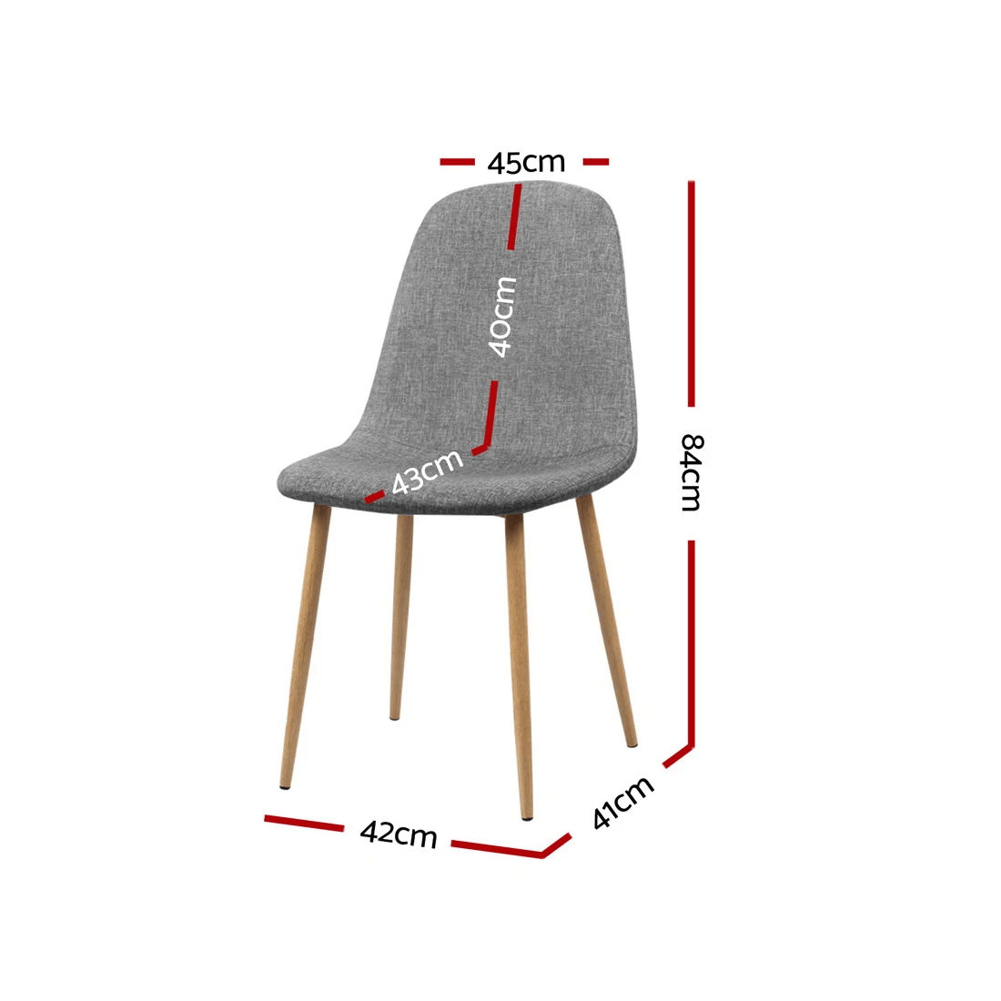 2 Artiss Dining Chairs Set of 4 Linen Curved Slope - Grey, 2 of 7