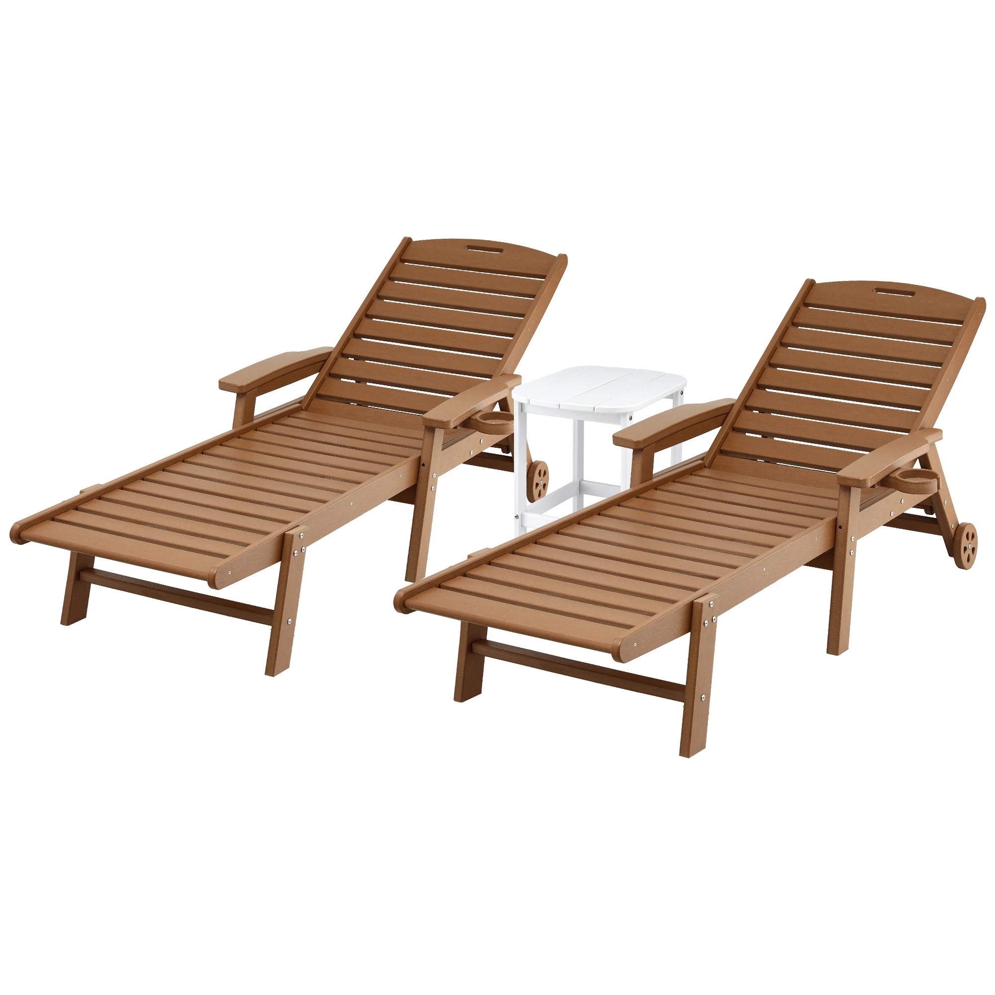 1 Gardeon Sun Lounge Lounger Table and Chairs Beach Chair HDPE Patio Outdoor Furniture Wheels - Multi, 1 of 9