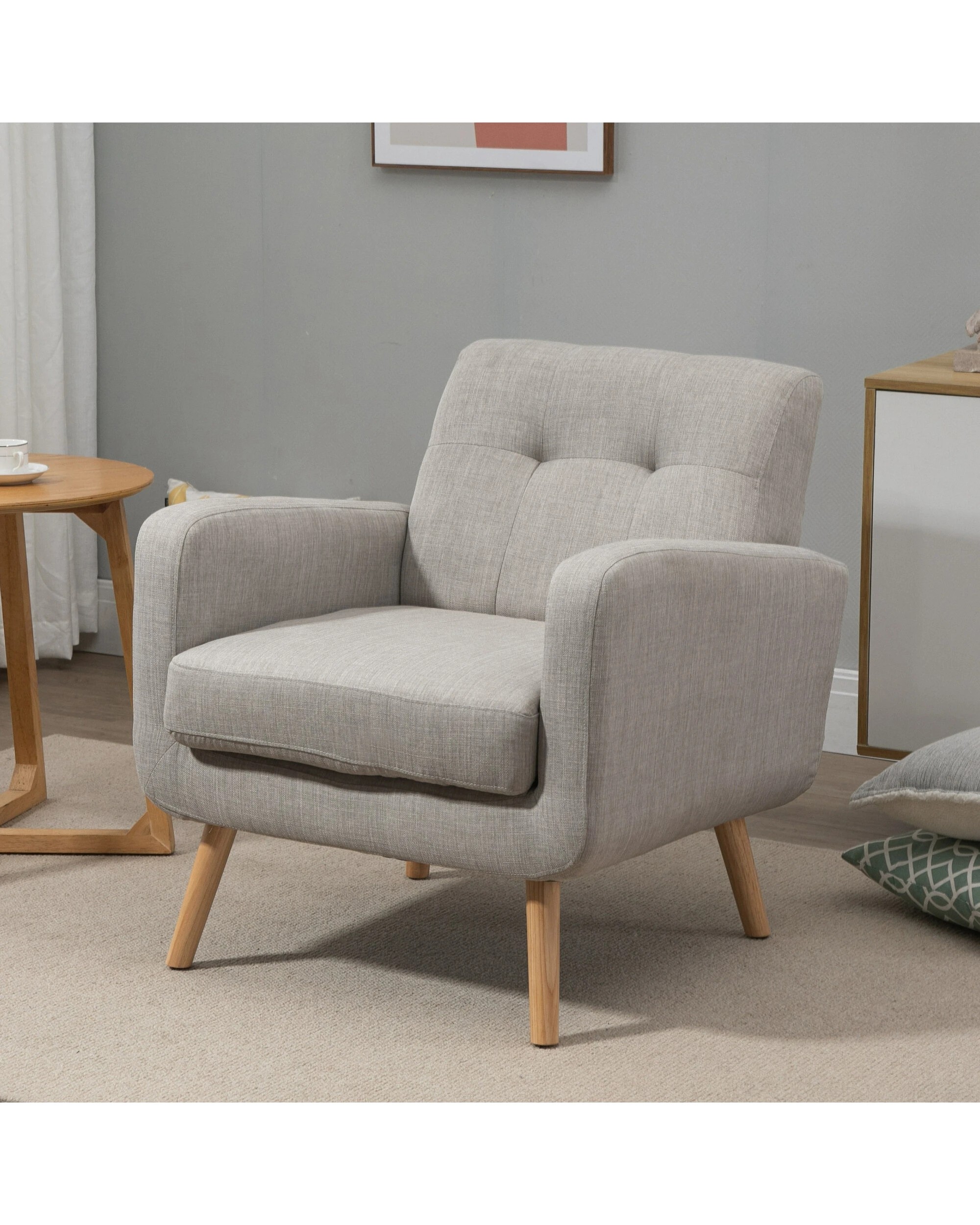 2 IHOMDEC Tub Armchair - Grey - Grey, 2 of 10