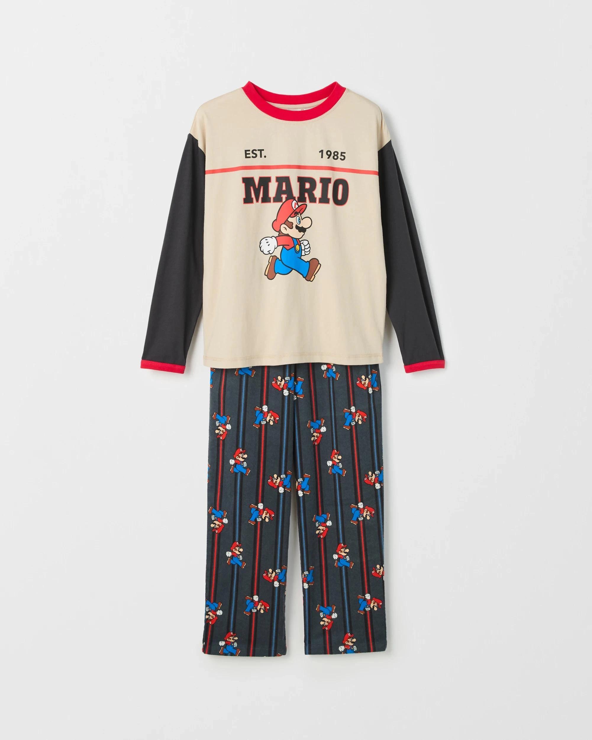 4 Super Mario Australian Cotton Older Boys Knit/Flannel Pyjama Set MARIO, 4 of 7