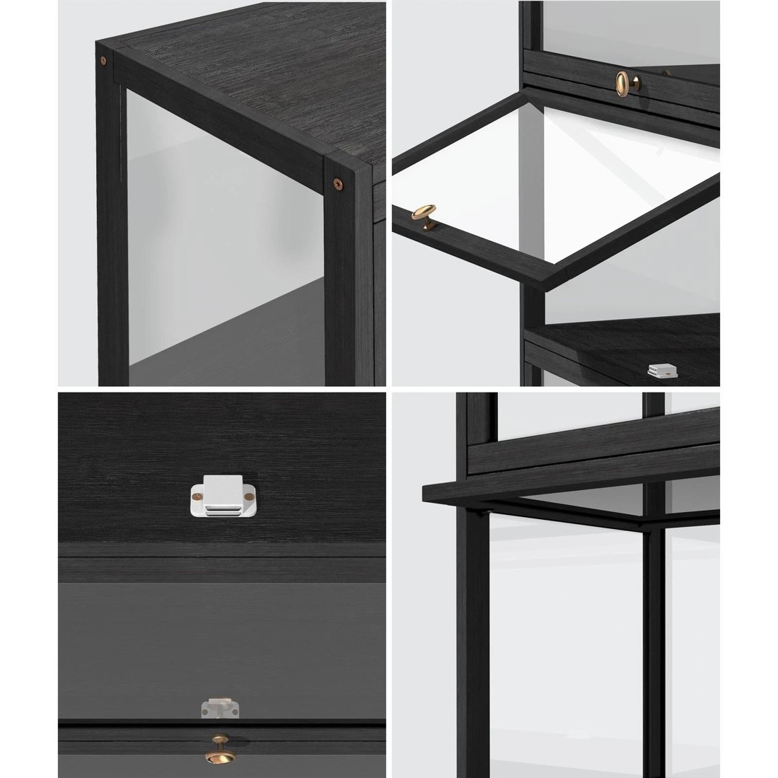 4 Oikiture Display Cabinet Storage 5-tier Shelves Clear Bookcase Stand Rack
 - Black, 4 of 9