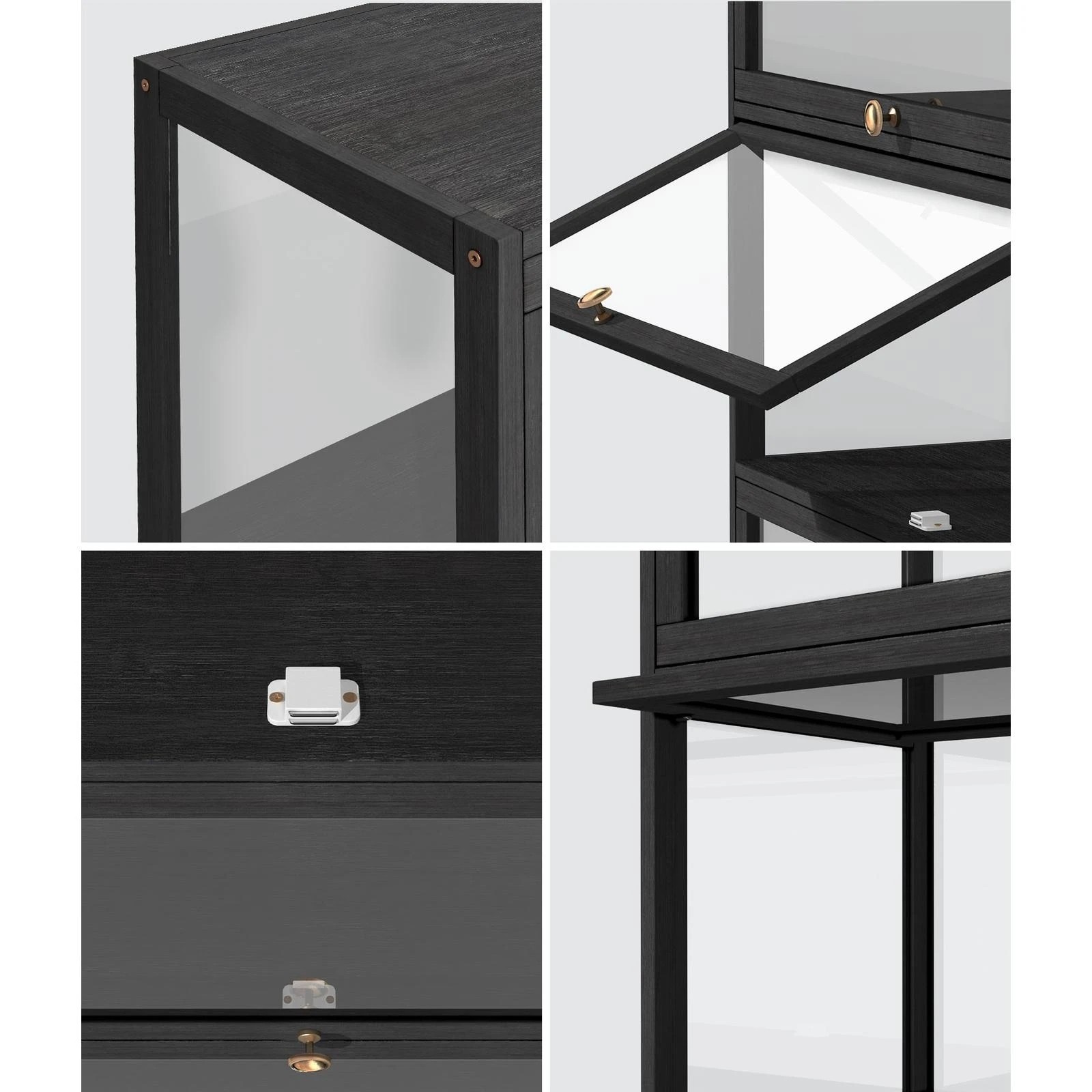 4 Oikiture Display Cabinet Storage 5-tier Shelves Clear Bookcase Stand Rack
 - Black, 4 of 9