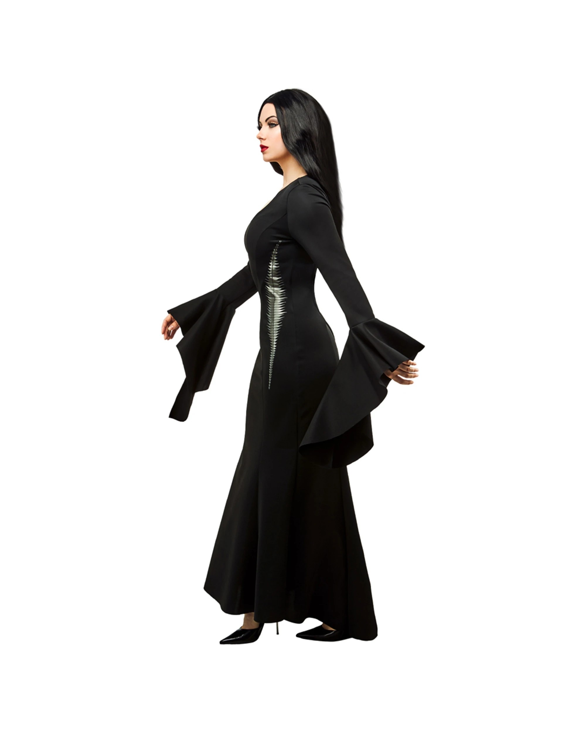 2 Wednesday Morticia Deluxe Adult Wednesday Costume Dress-Up Size M - Black, 2 of 4