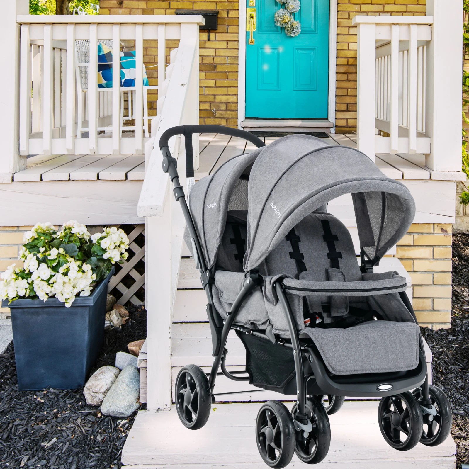 4 Costway Baby Stroller Twin Pram Travel Pushchair, 4 of 4