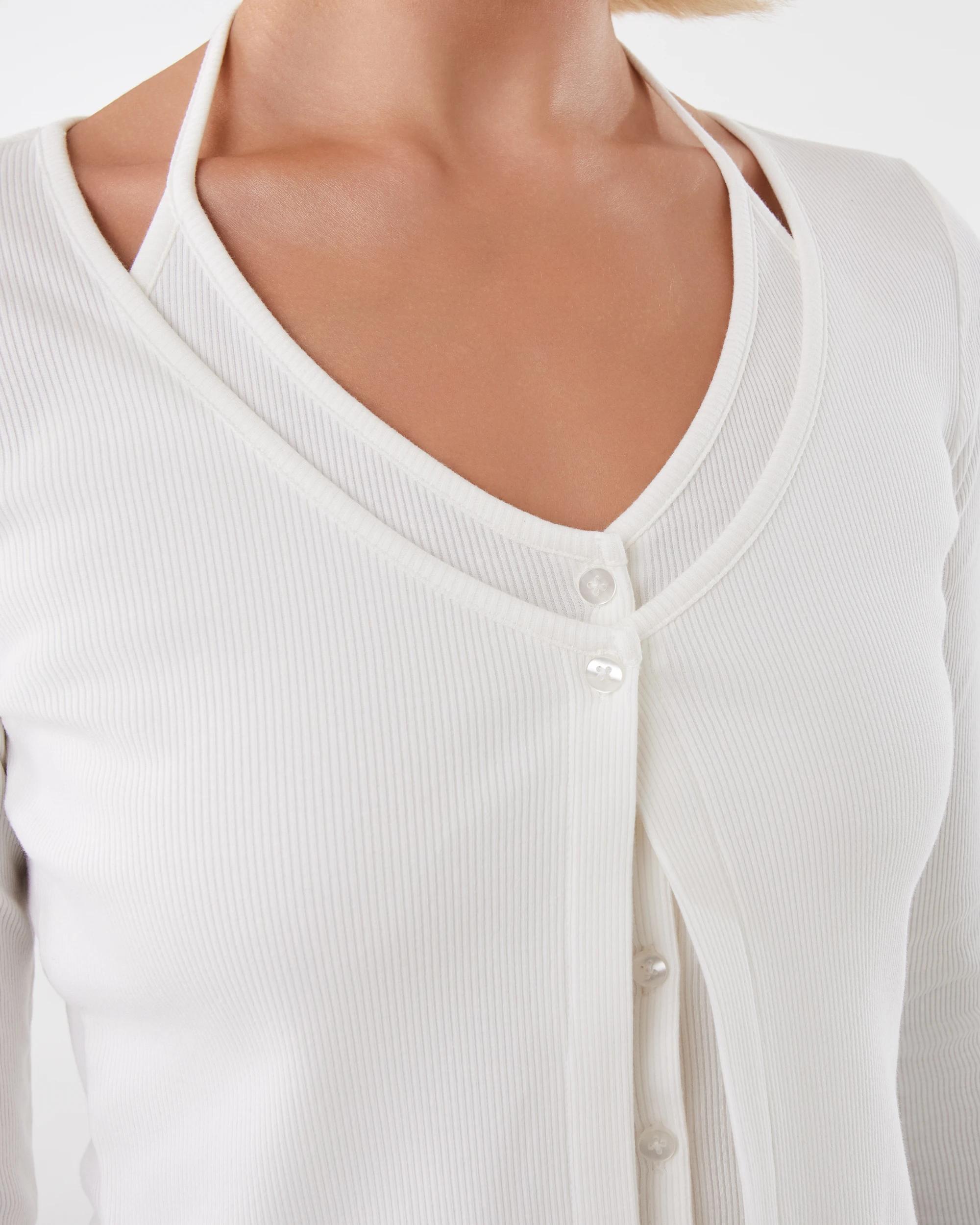 7 Two in One Cardigan Snw White, 7 of 8