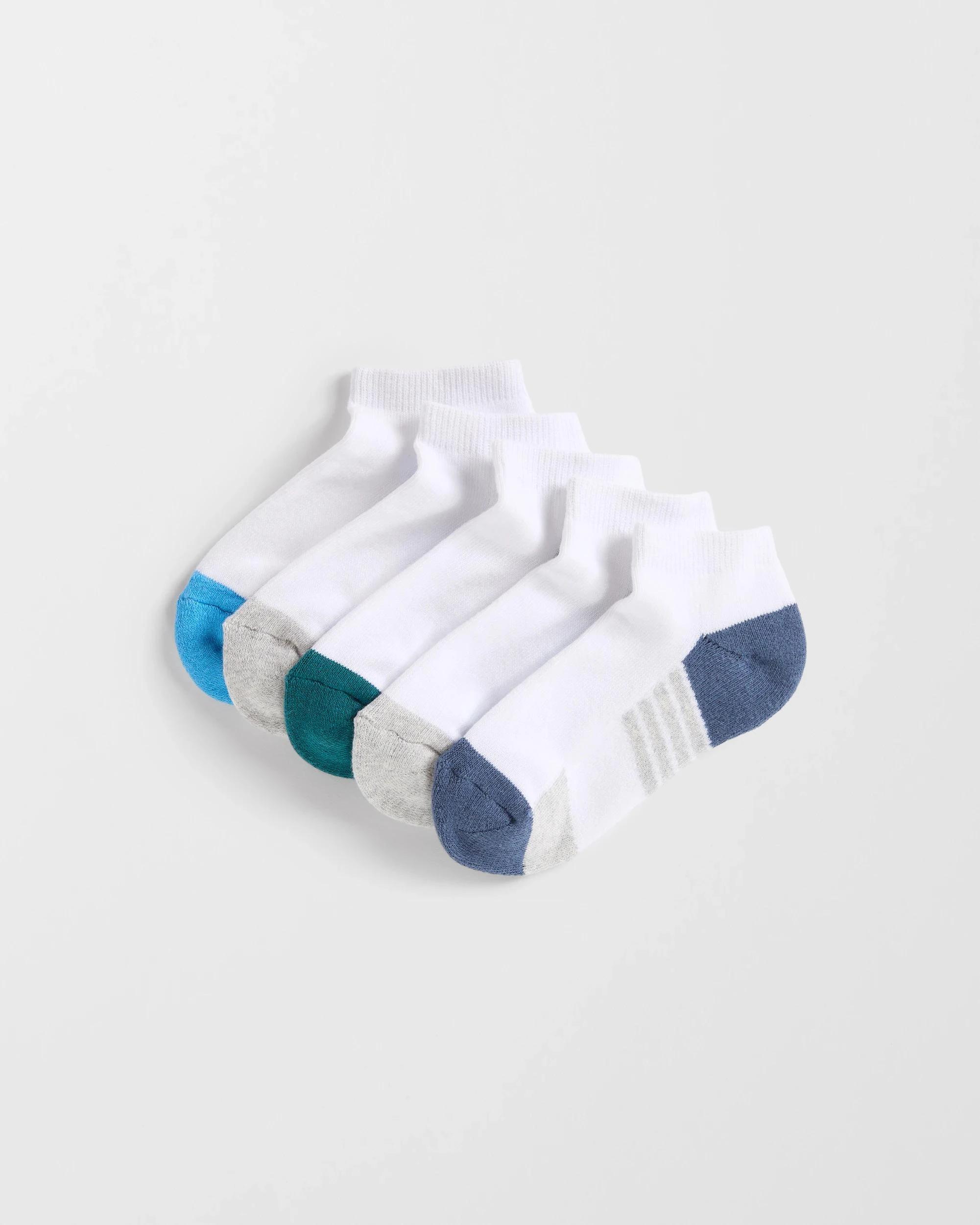 1 Maxx Australian Cotton Blend 5 Pack Sport Low Cut Socks WHITE BOYS, 1 of 3