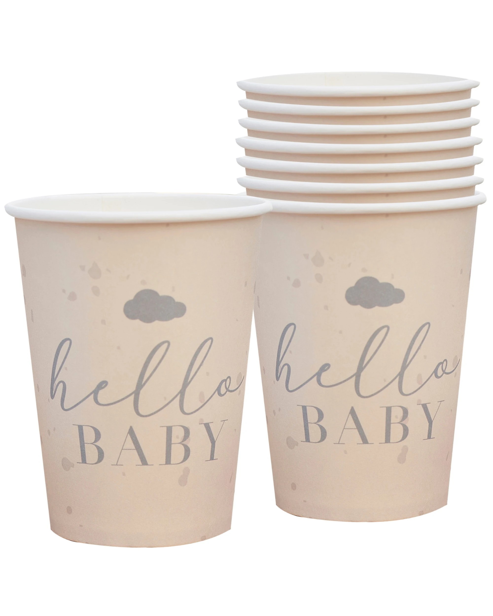 1 Ginger Ray Hello Baby Speckled Paper Cups Pack of 8 - Beige, 1 of 2