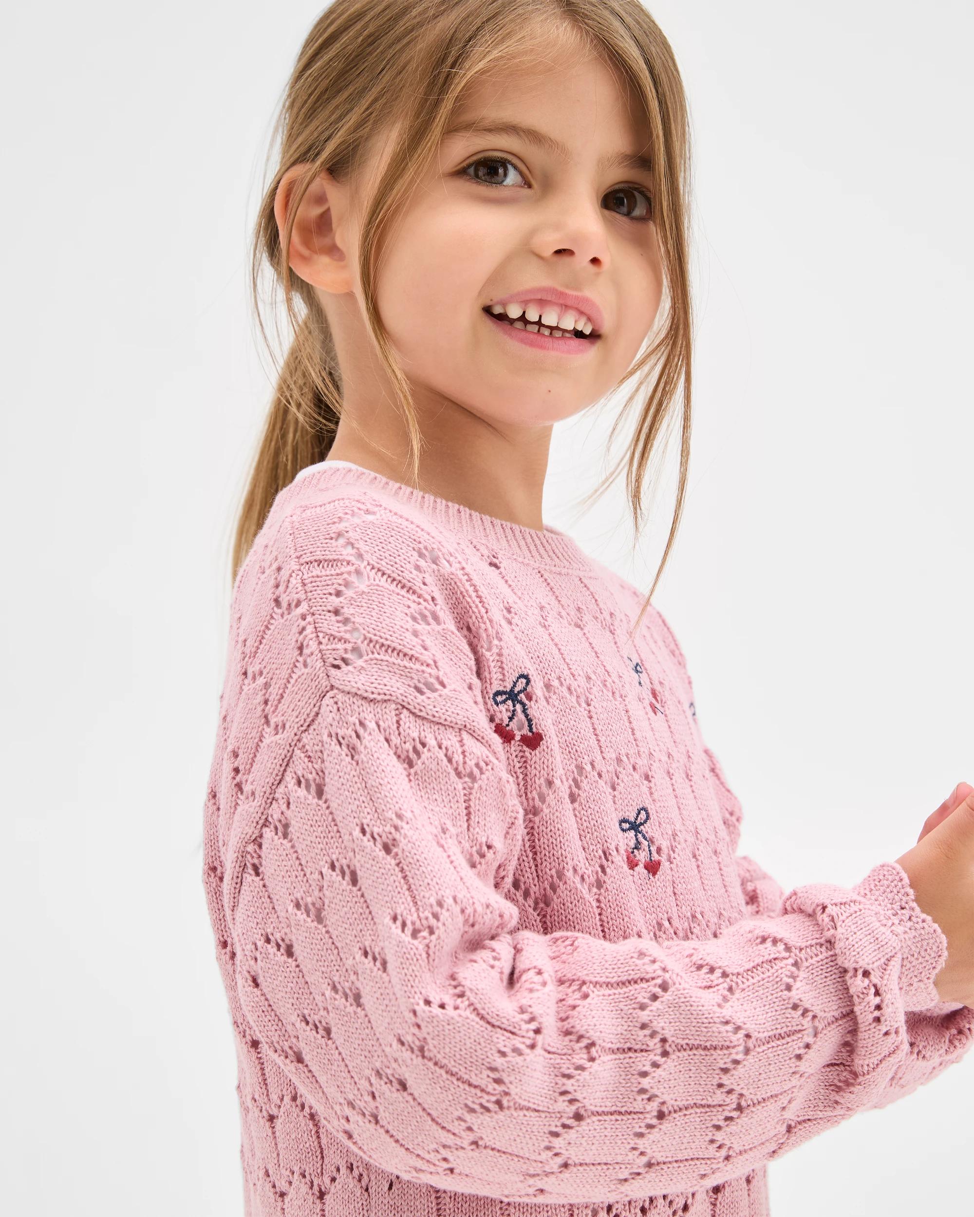 5 Target Kids Australian Cotton Pointelle Embroidered Jumper PINK, 5 of 5