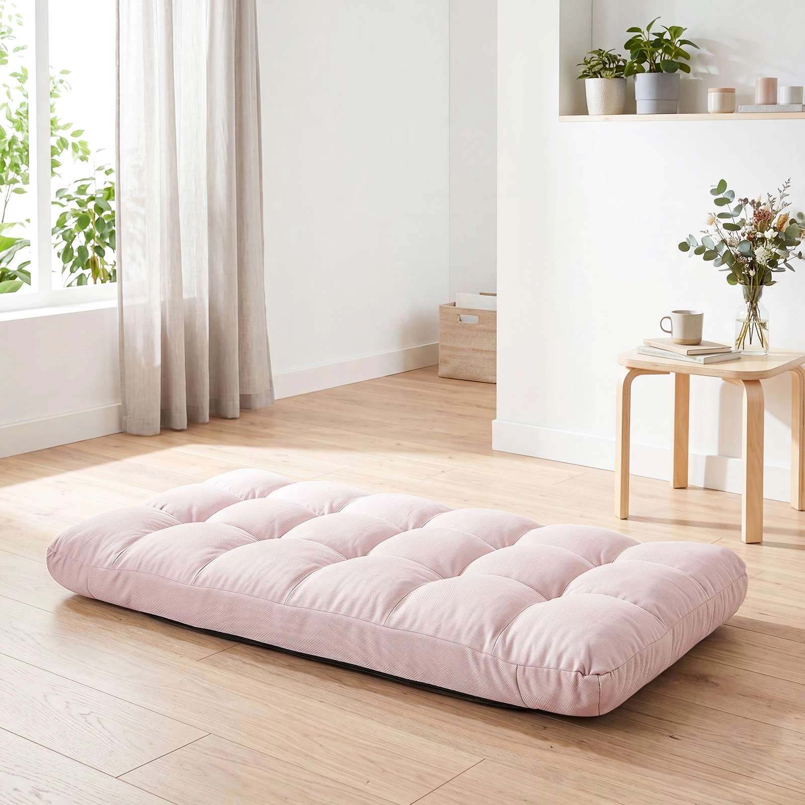 2 Costway Floor Chair Lazy Sofa Velvet Chaise Lounge Lazy Recliner w/14-Position Adjustable Back - Pink, 2 of 5