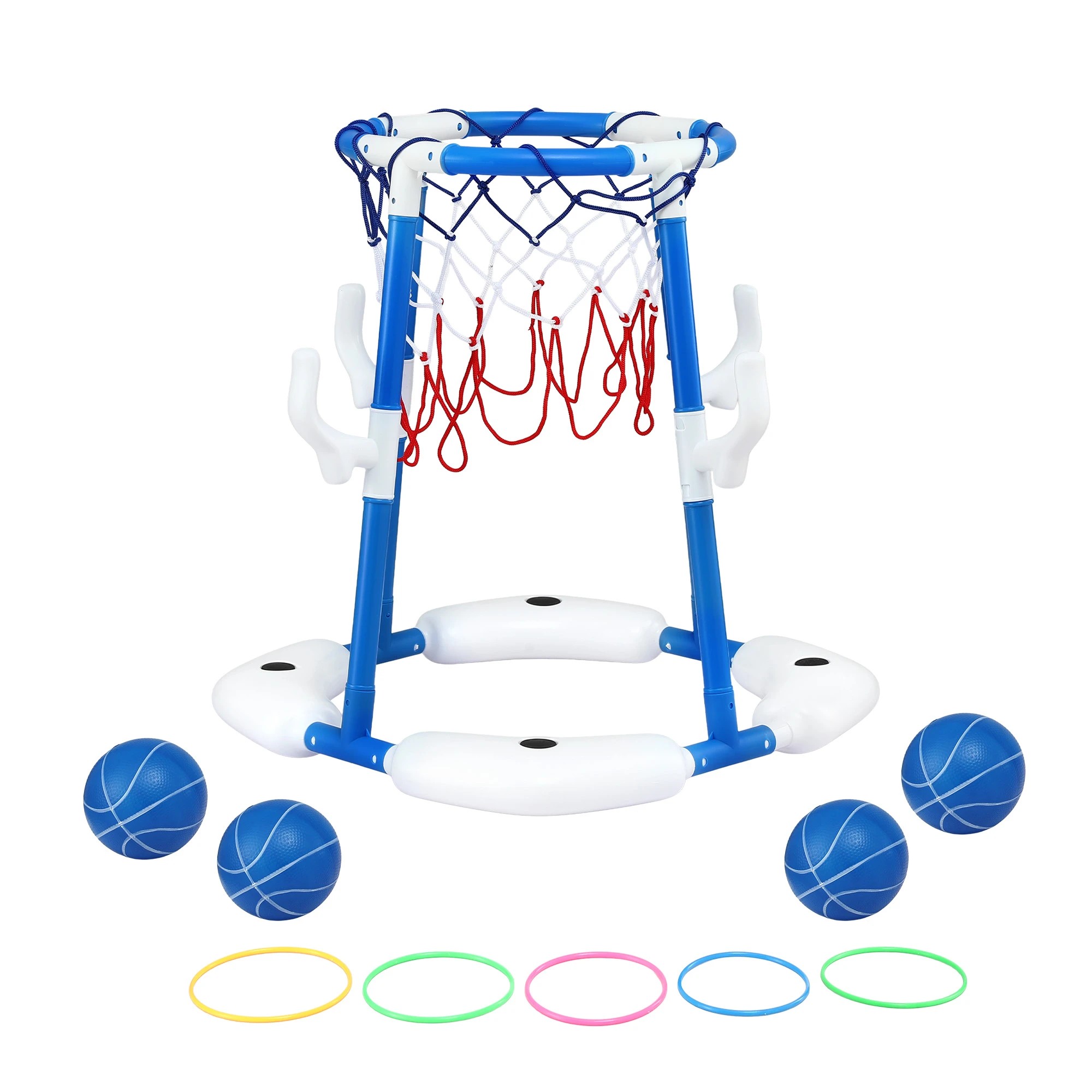 3 Keezi Kids Basketball Hoop with 4 balls Ring Toss Sports Pool Toys - Blue, 3 of 8