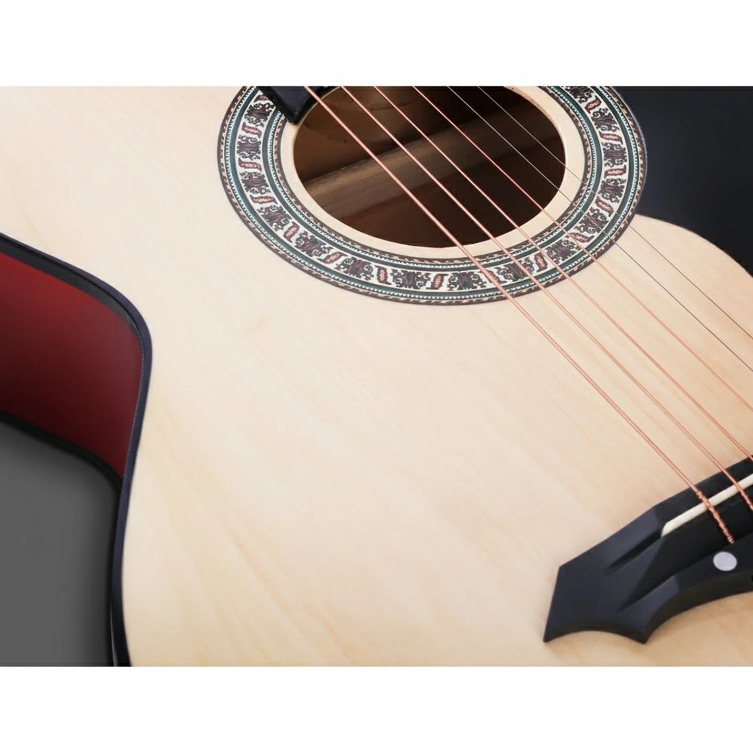 6 Alpha 38 Inch Acoustic Guitar Wooden Body Steel String Full Size w/ Stand Wood - Multi, 6 of 7