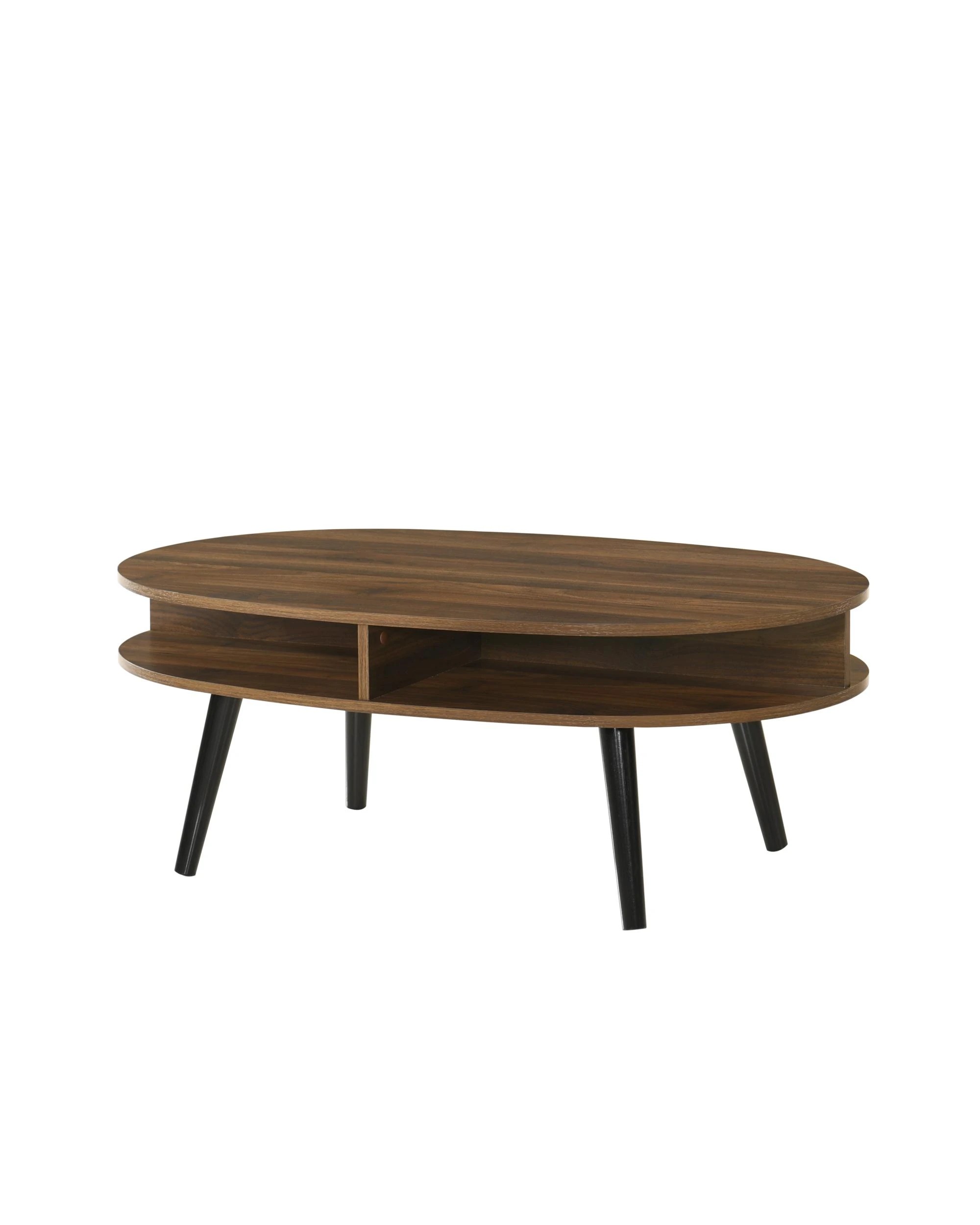 1 Kodu Oval Coffee Table Open Shelving Walnut - Brown, 1 of 5