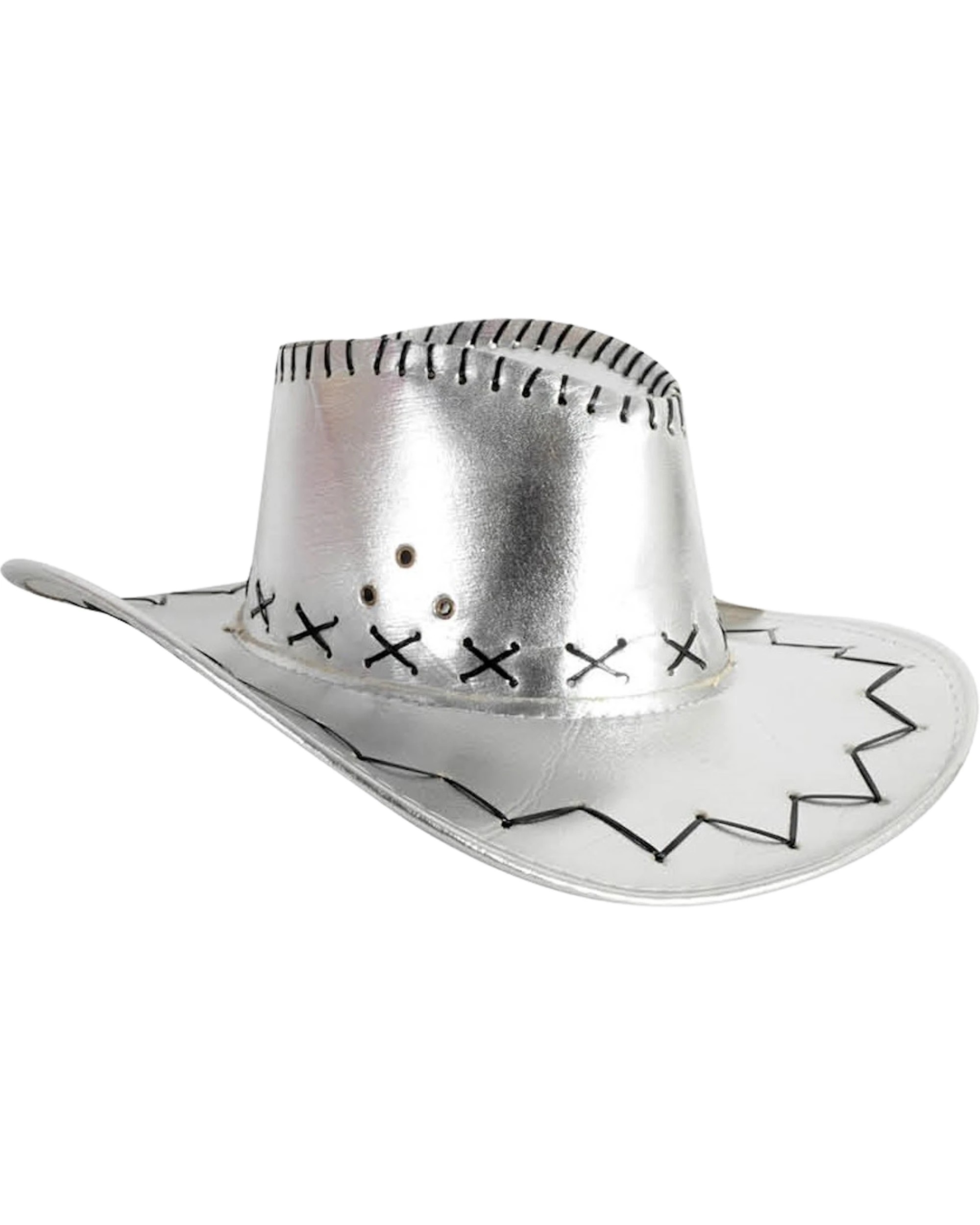 1 JD Party Metallic Adults Outback Cowboy Hat - One Size - Silver, 1 of 1