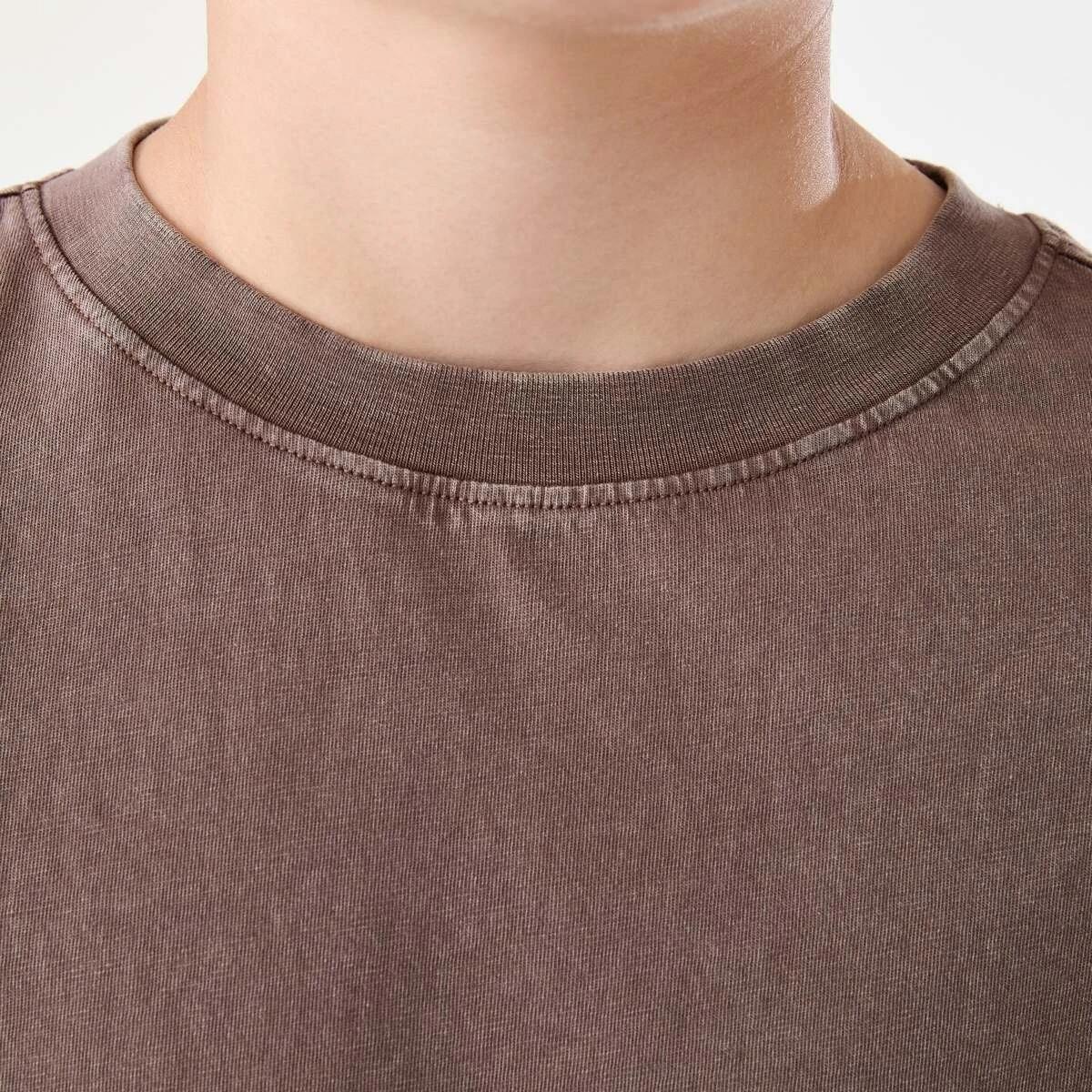 4 Short Sleeve Oversized Acid Wash T-shirt BROWN CHOC, 4 of 6