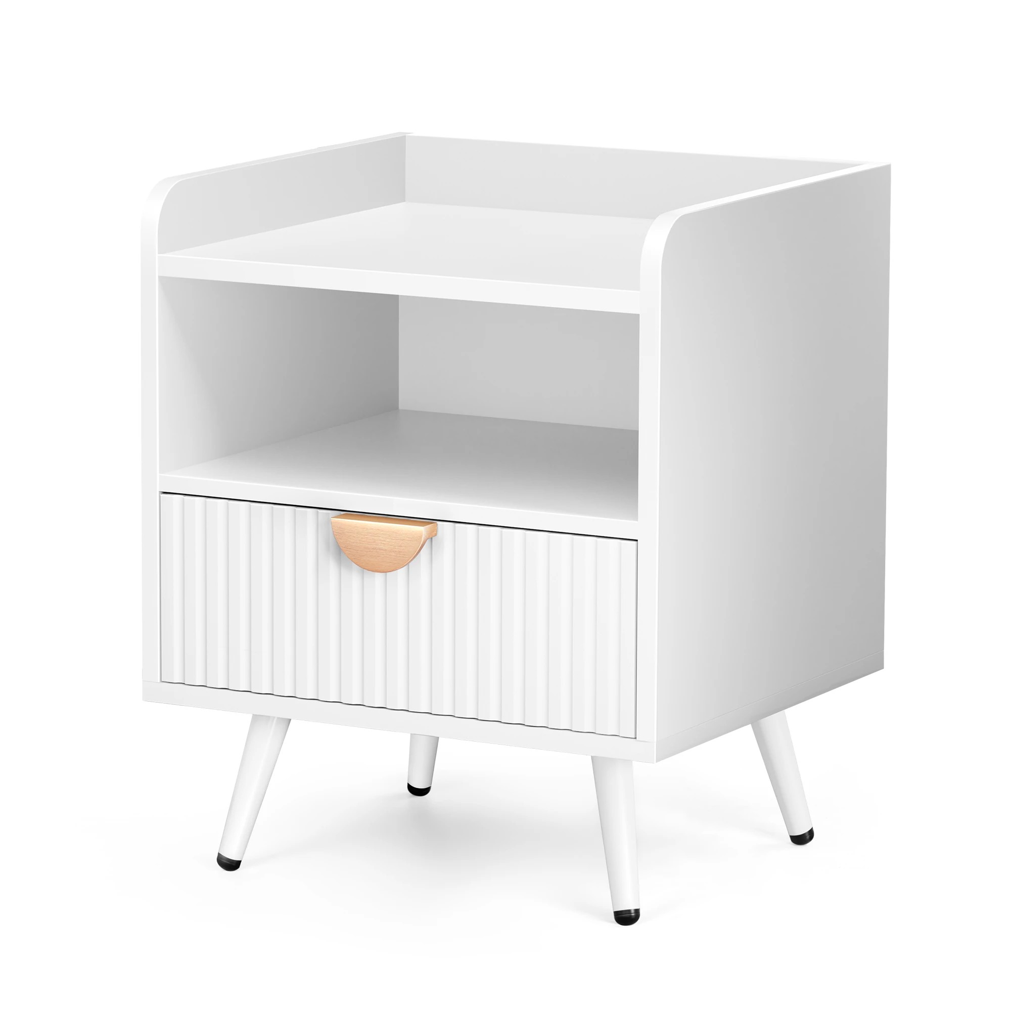 1 Alfordson Bedside Table with Drawer - White, 1 of 9