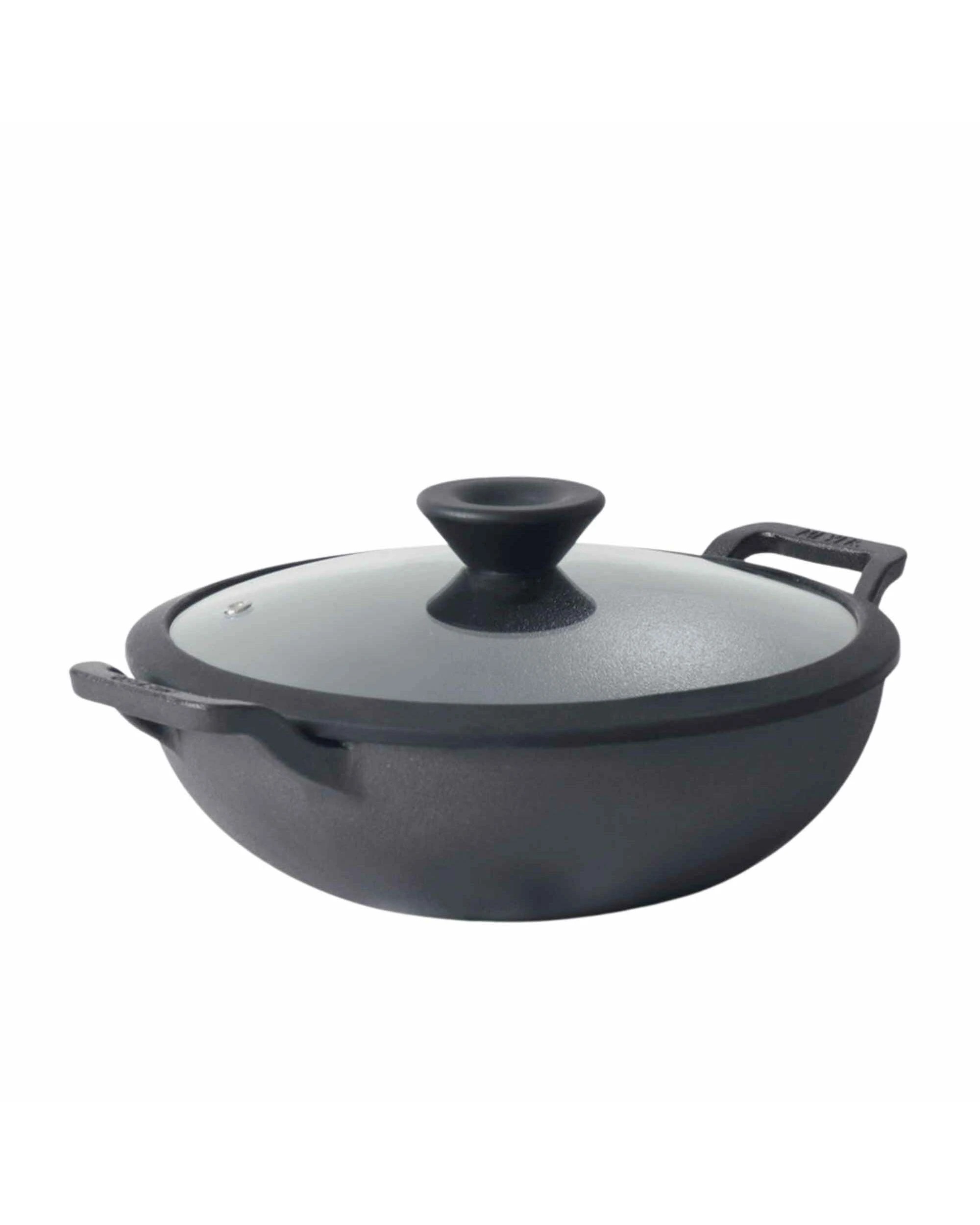 1 Meyer Pre-Seasoned Cast Iron Induction Wok/Kadai 30cm - Black, 1 of 1