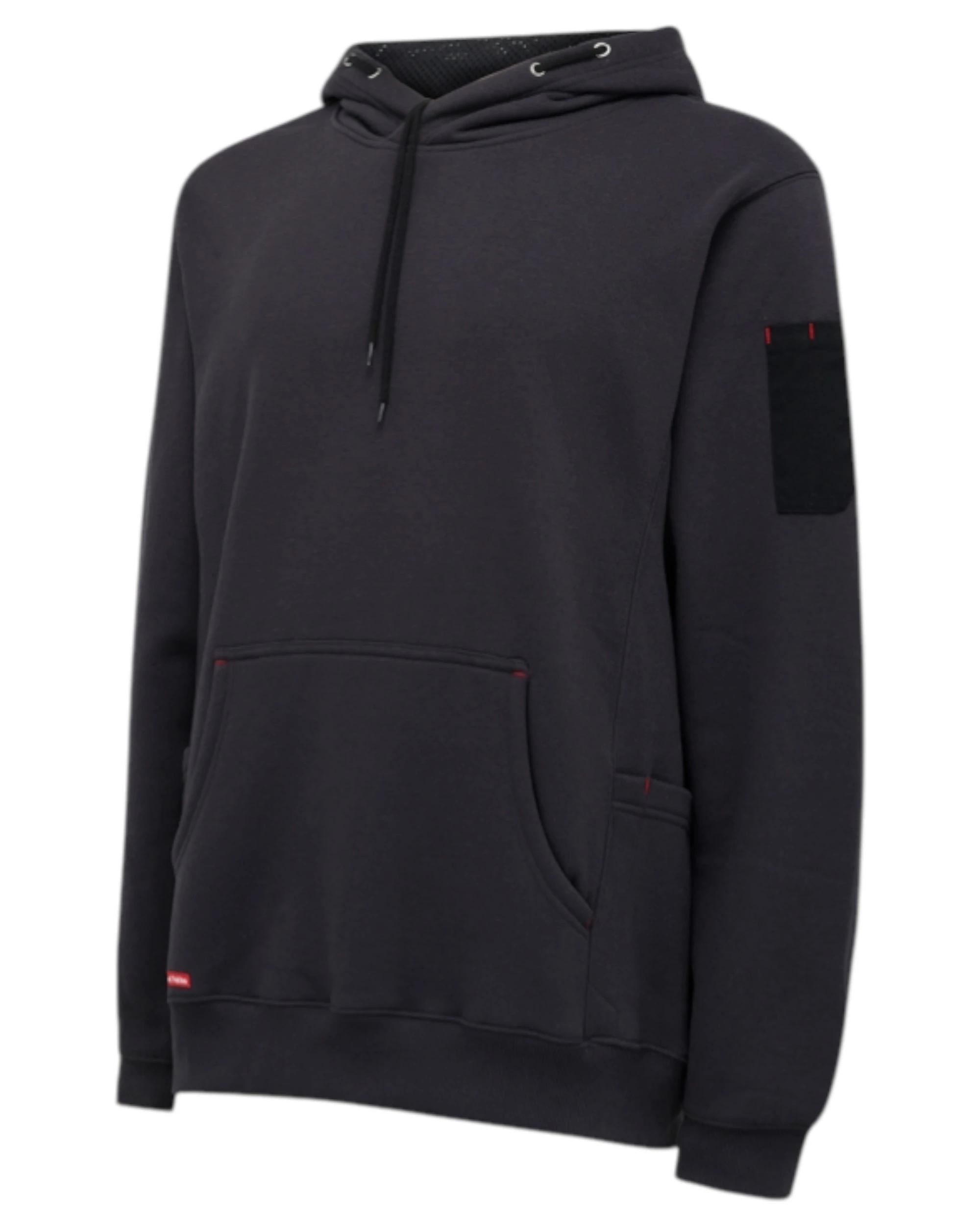 3 Hard Yakka Mens Brushed Fleece Hoodie Jumper Charcoal CHARCOAL, 3 of 10