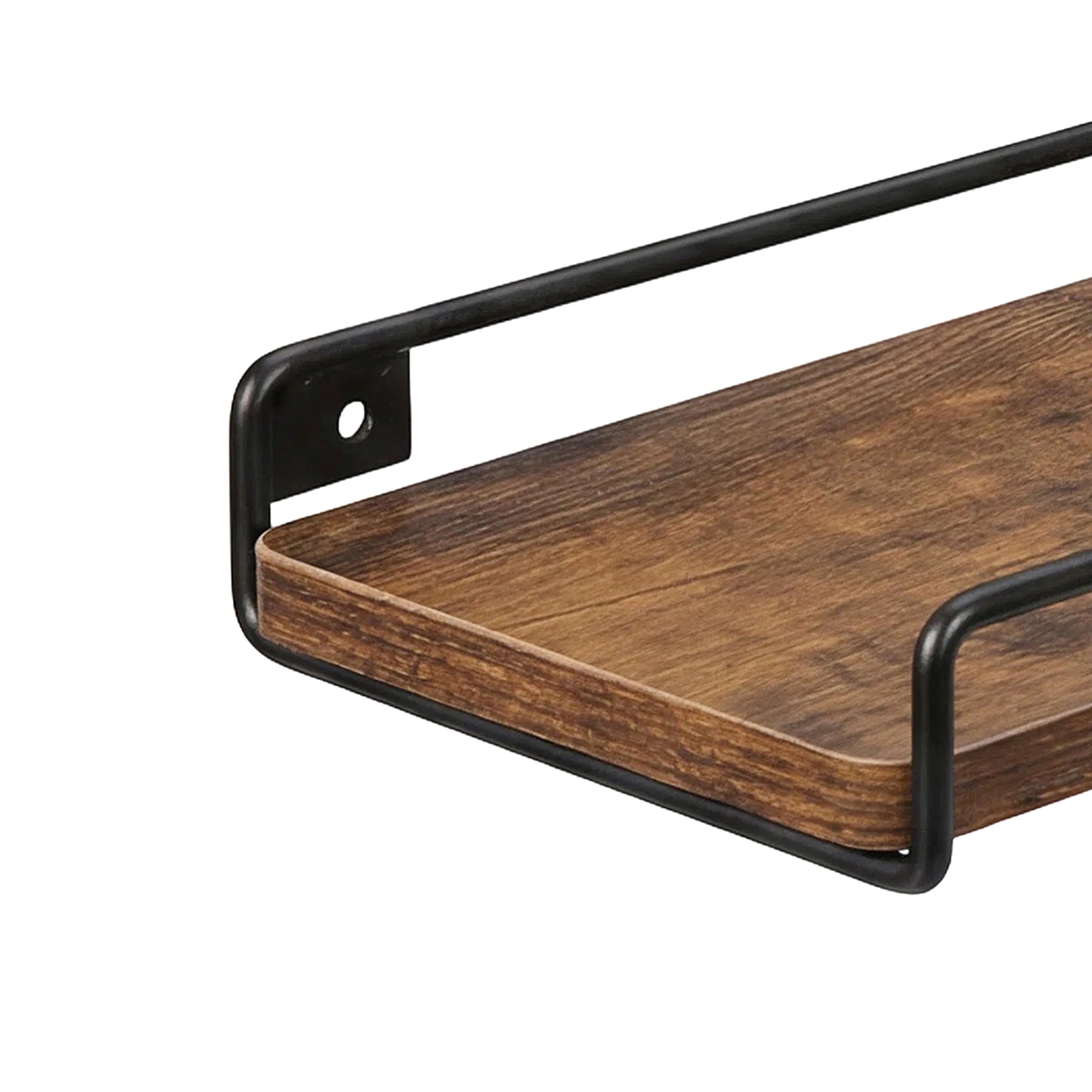4 Levede Floating Shelves Set Of 2 L-Shaped Corner Shelves For WallRustic Brown And - Black, 4 of 5