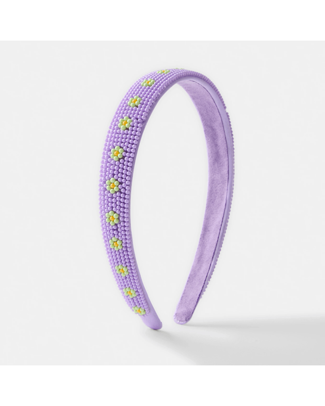 Flower Beaded Headband - Pu