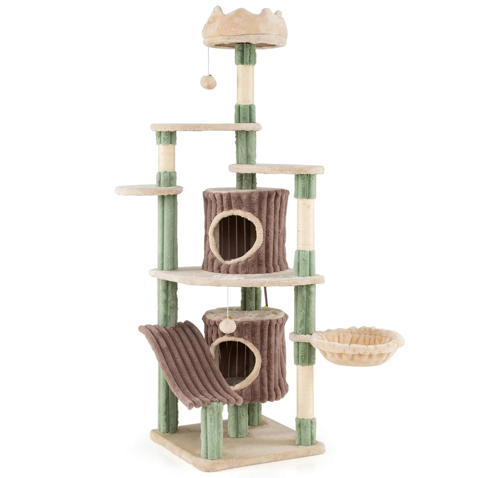 1 Costway 163cm Indoor Cat Tree w/2 Condos Versatile Pet Furniture Activity Center, 1 of 5