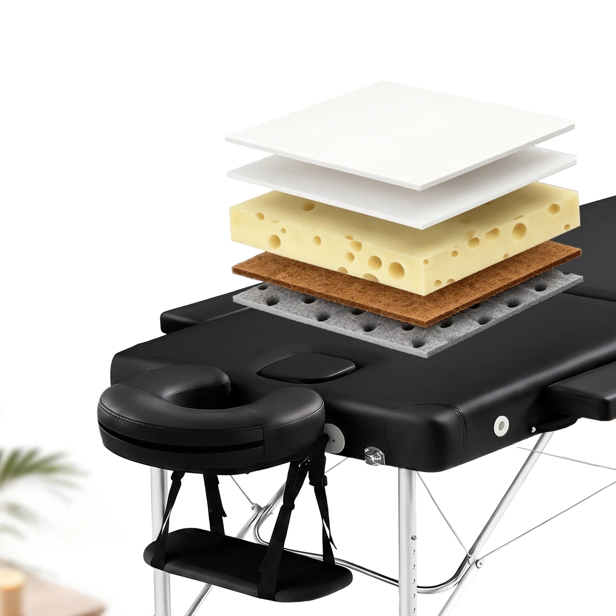 9 Zenses Massage Table 55cm Portable 2 Fold Aluminium Beauty Bed - Black, 9 of 10