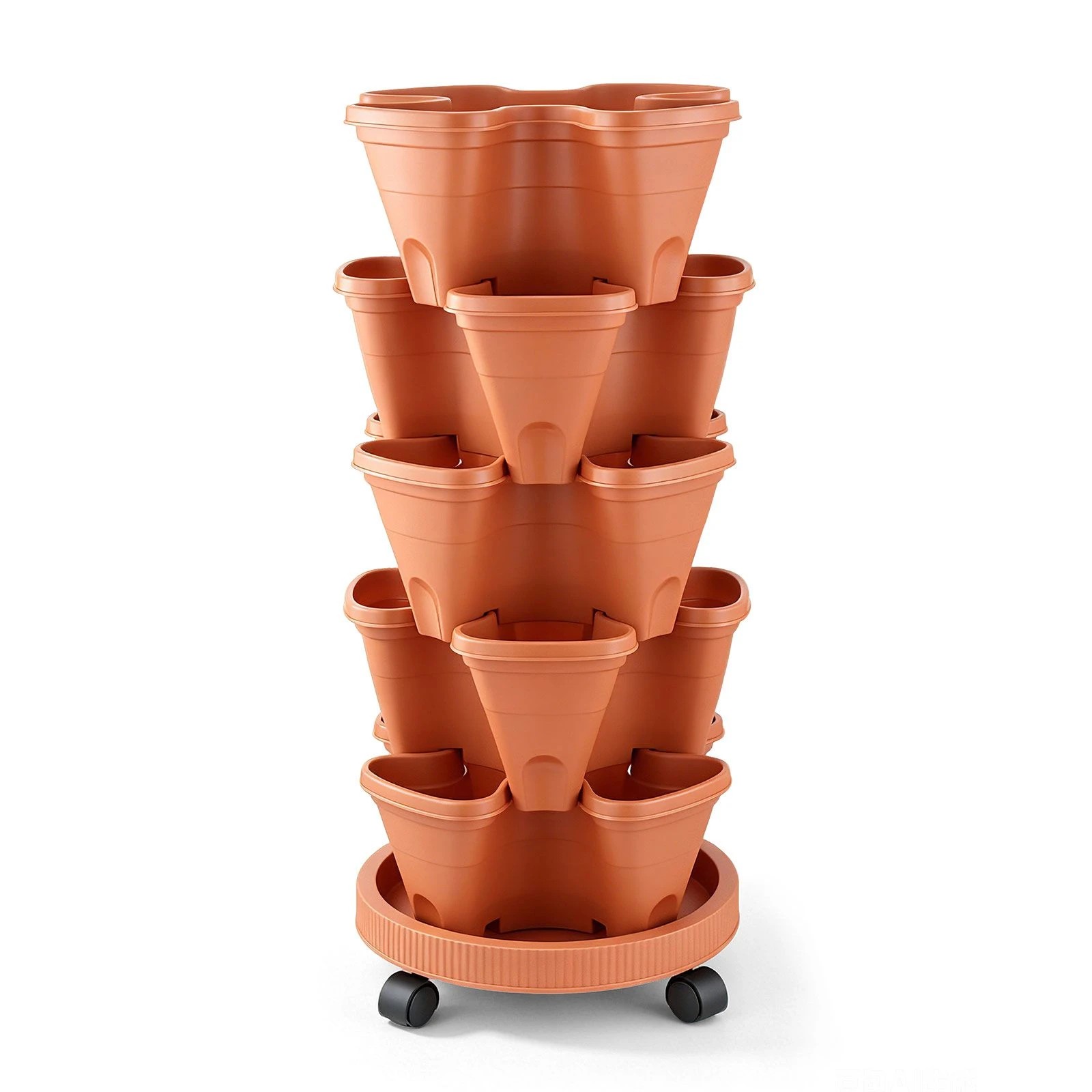 1 Ausway 5 Tier Stackable Vertical Planter Tower with Wheels for Herbs, Strawberries, Flowers and Gardening, 1 of 6