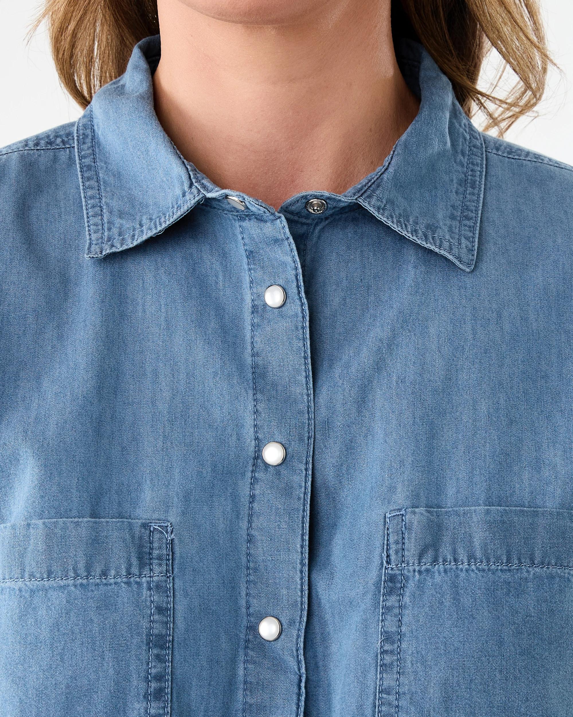 5 Long Sleeve Chambray Shirt Light Wash, 5 of 8