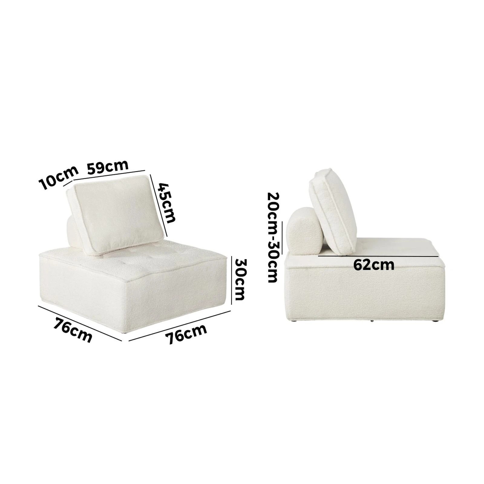 9 Oikiture 2pcs Modular Sofa Lounge Chair Armless Tofu Back Sherpa
 - White, 9 of 10