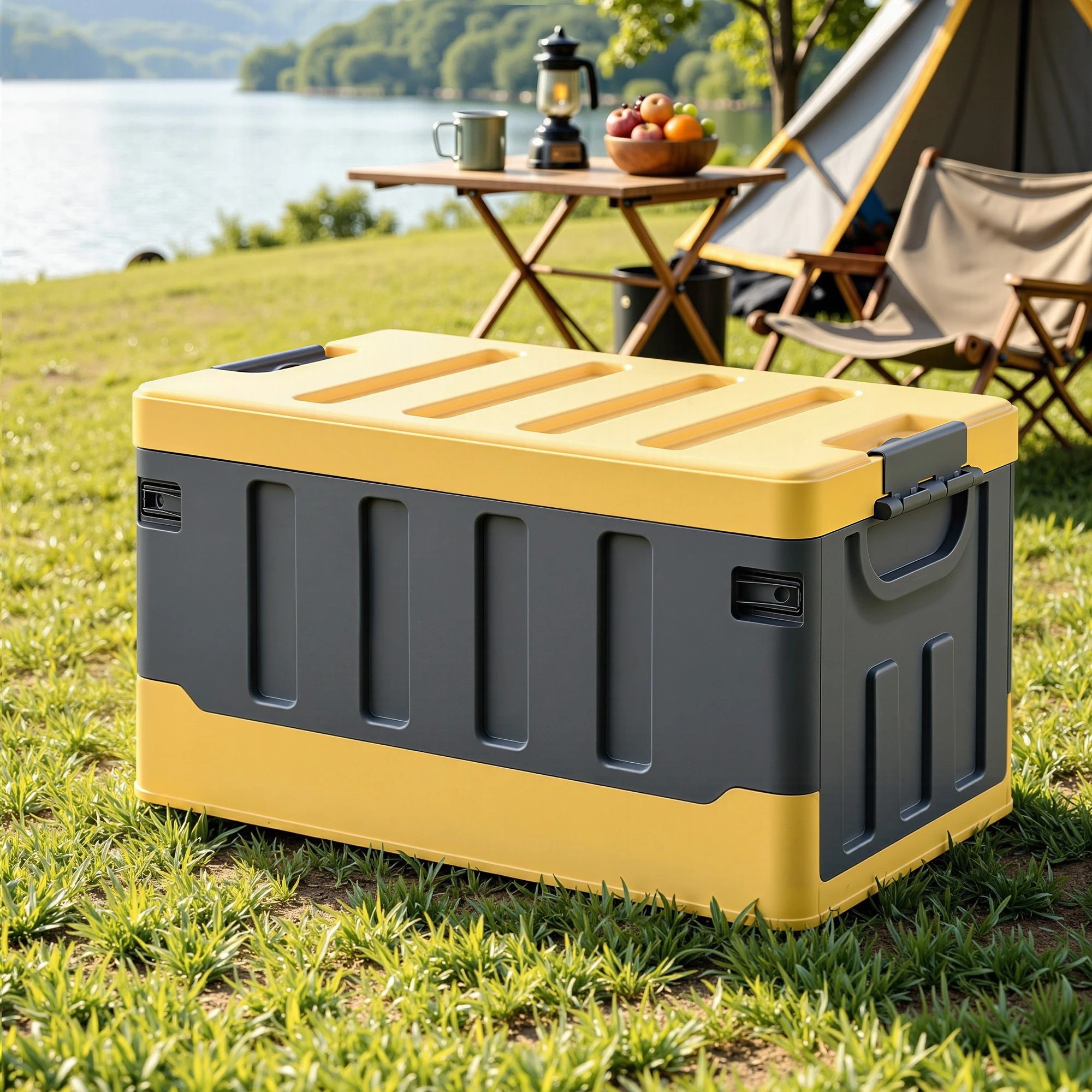 2 Gardeon Collapsible Outdoor Storage Box 60L Stackable Folding Camping Organizer - Yellow, 2 of 7