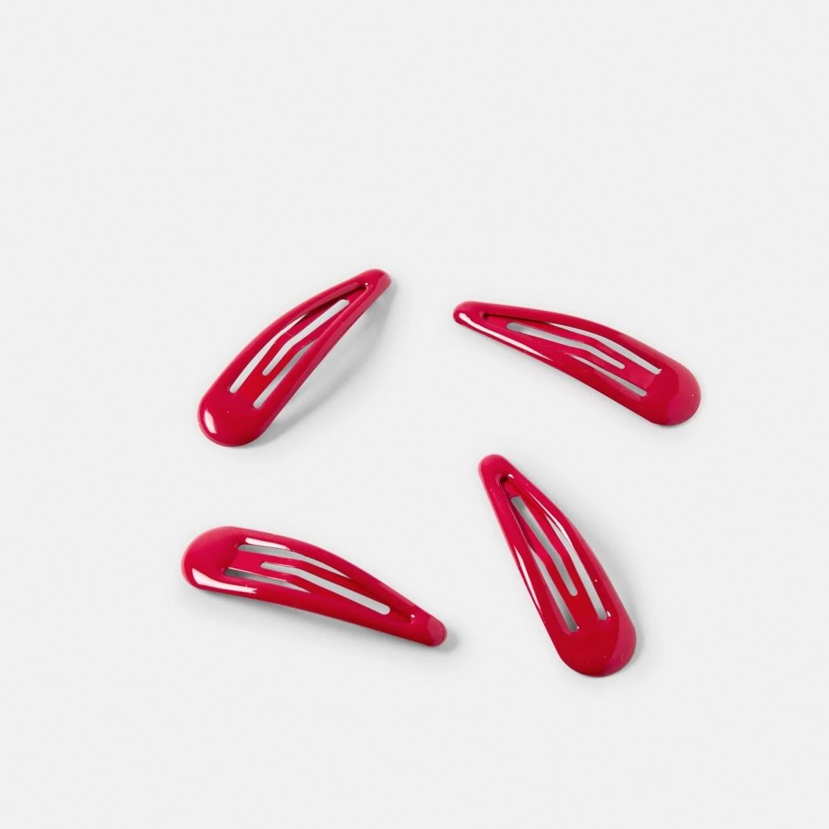 2 4 Pack School Basic Snap Hair Clips Salsa, 2 of 3