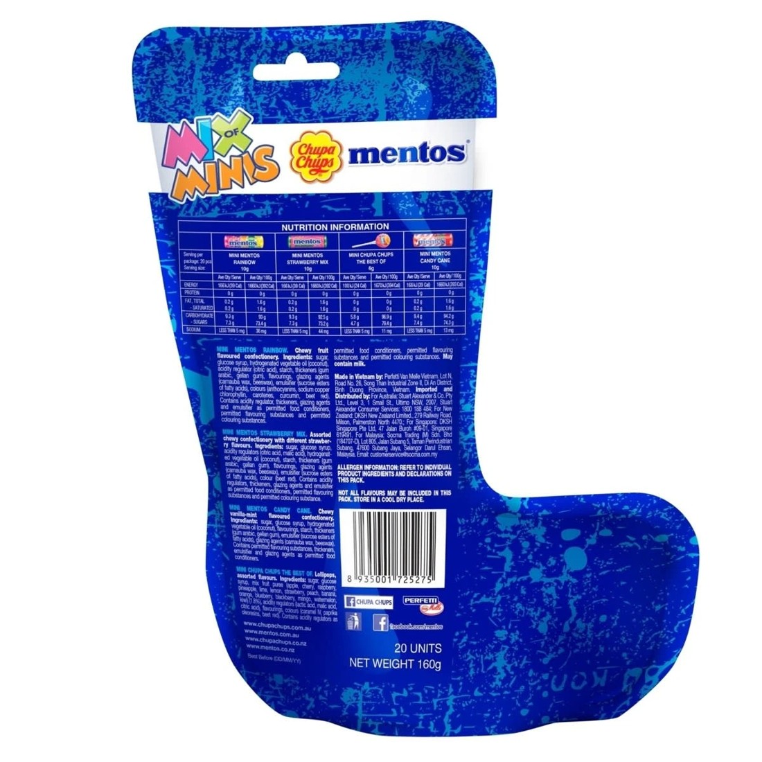 2 Chupa Chups Mix of Mini Mentos Christmas Stocking 160g, 2 of 2