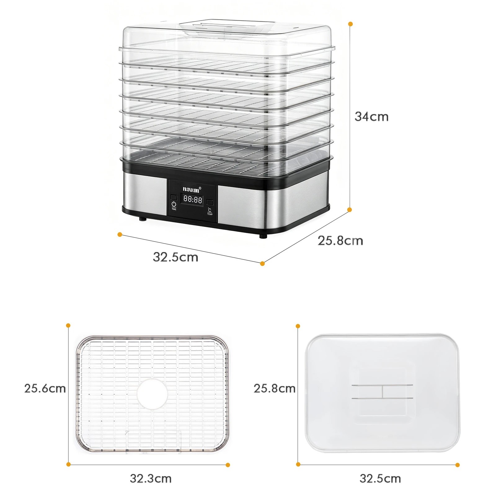 2 Maxkon Digital Food Dehydrator Fruit Meat Vegetable Dryer Beef Jerky Maker with 7 Trays, 2 of 6