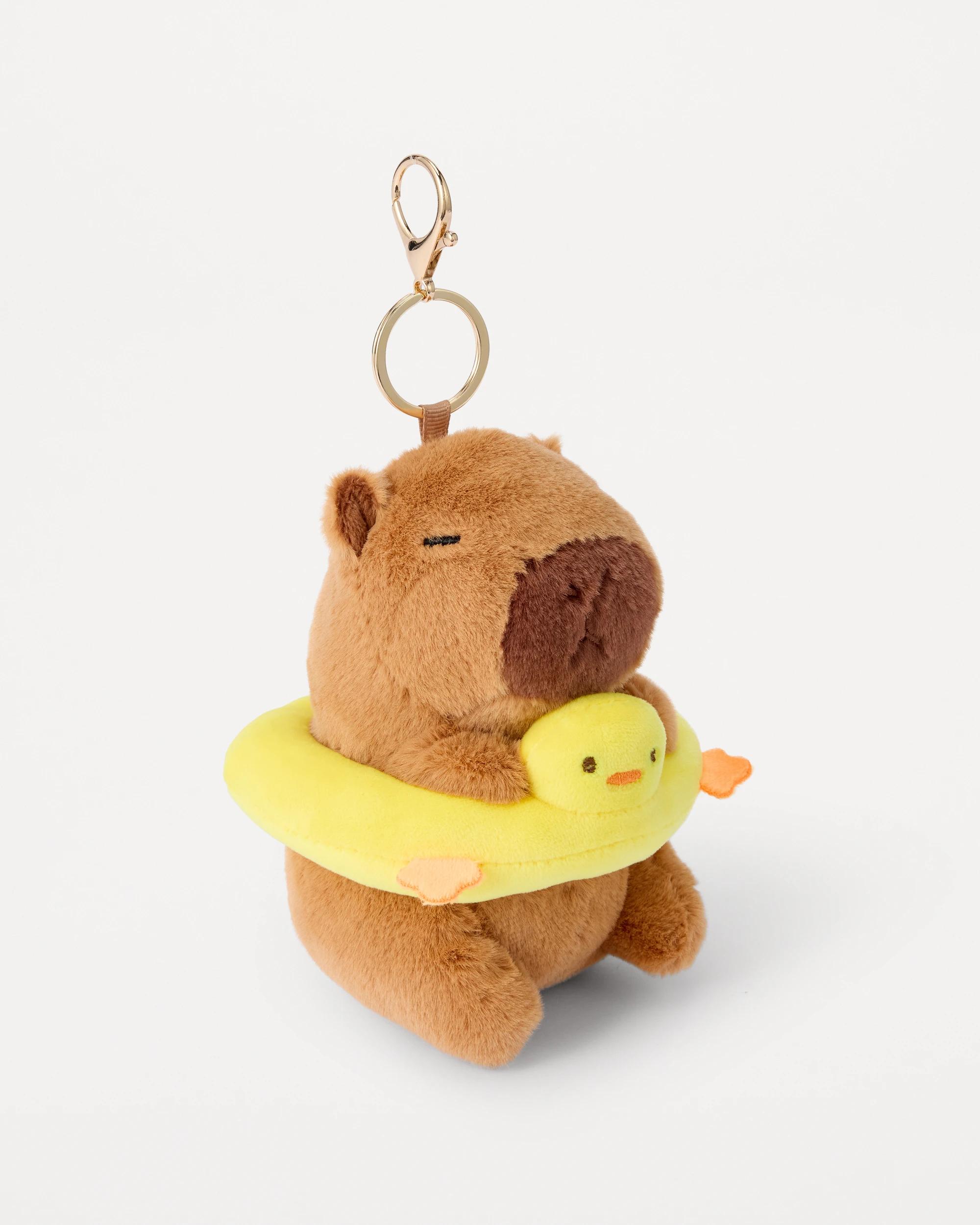 1 Duck Capybara Charm Keyring - Brown, Yellow and Gold Tone Brown, 1 of 5