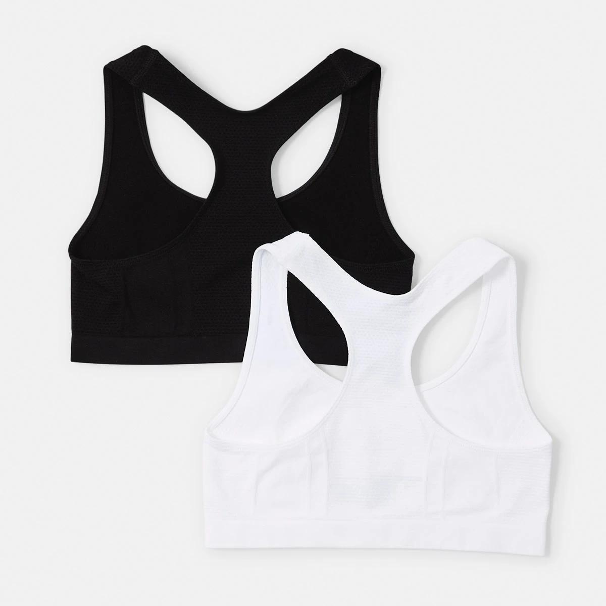 1 2 Pack Seamfree Active Crop Top BLACK AND WHITE, 1 of 4