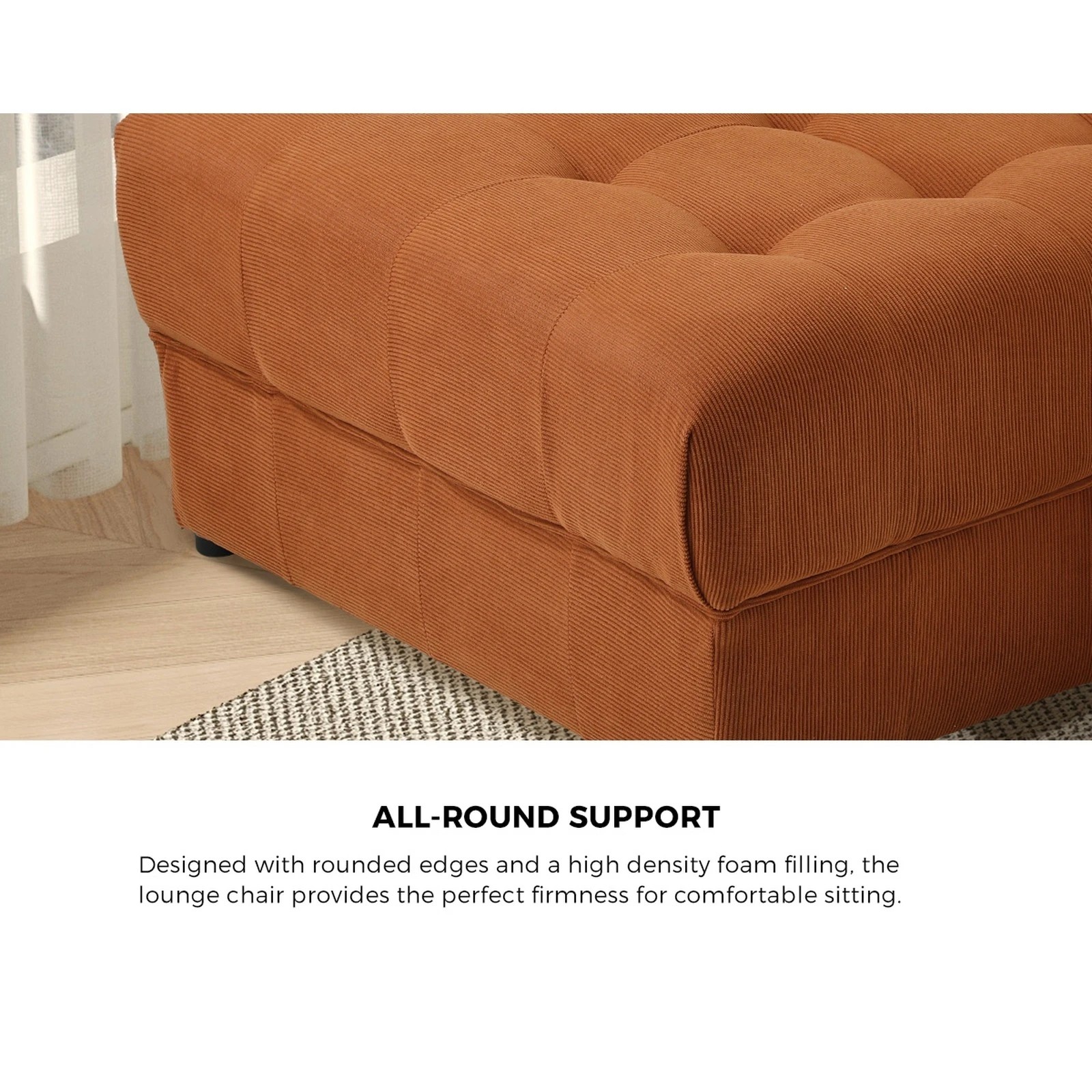 6 Oikiture 1 Seater Velvet Modular Ottoman Lounge Chair Armless Tofu
 - Brown, 6 of 10