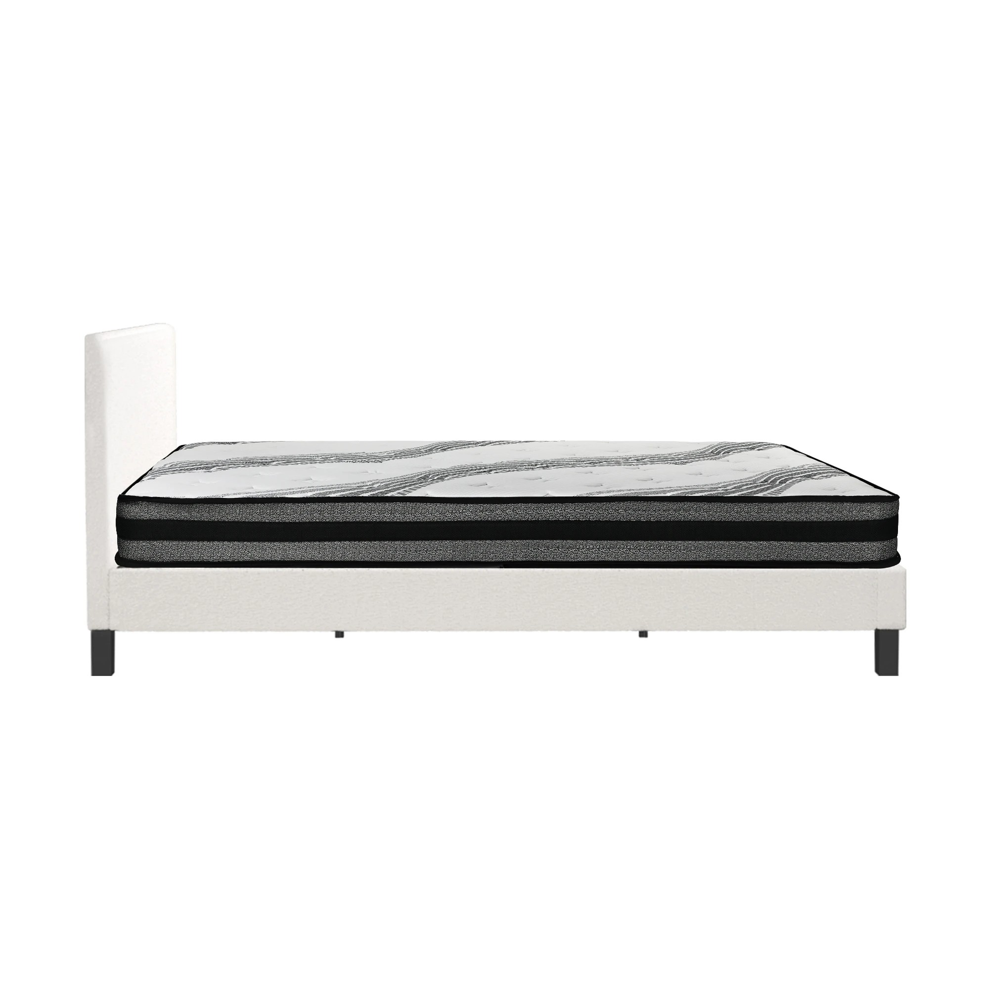5 Oikiture Single Bed Frame With Mattress Set
 - White, 5 of 9