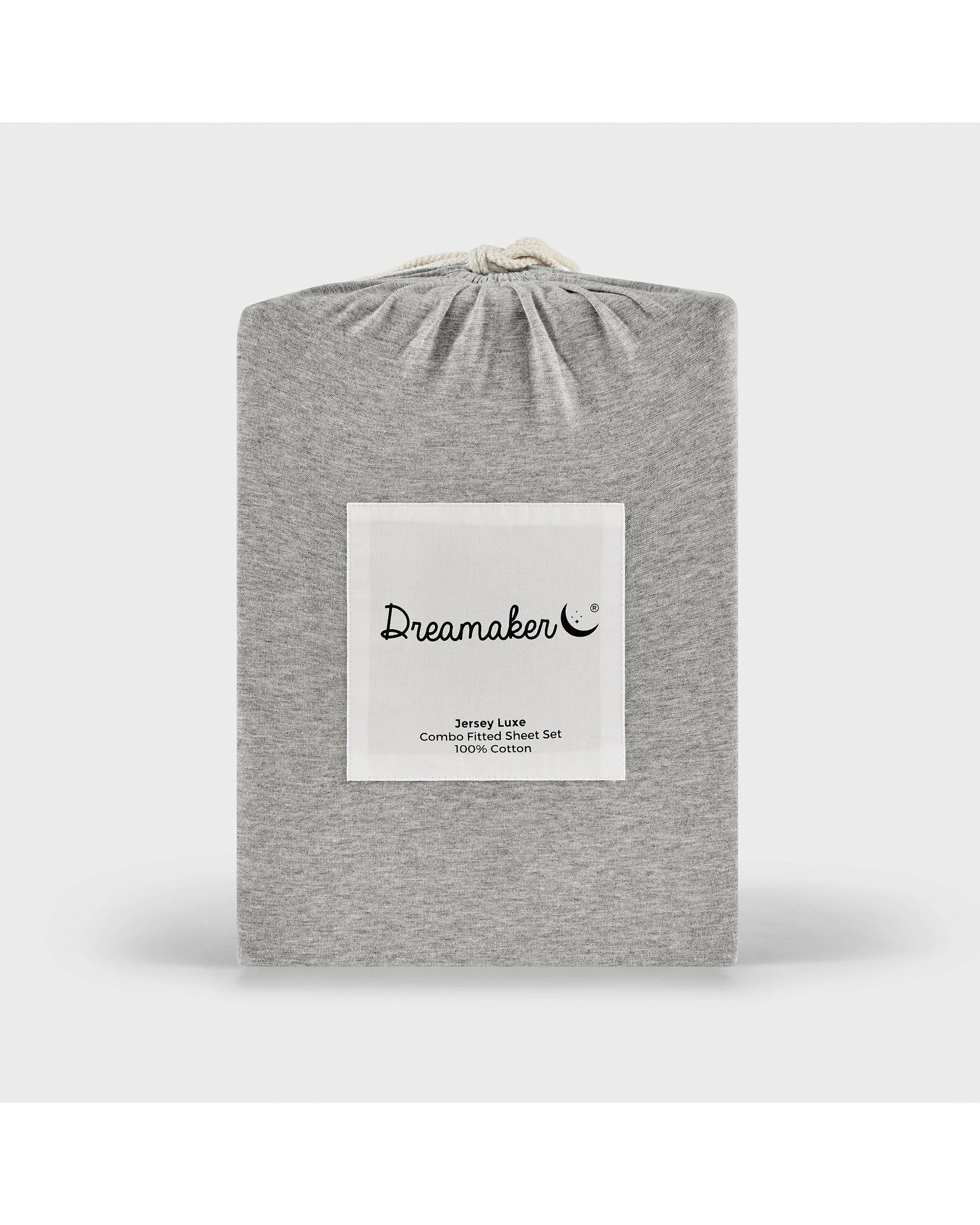 5 Dreamaker Jersey Luxe 100% Cotton Combo Fitted Sheet Set - Single Bed - Silver Grey, 5 of 5