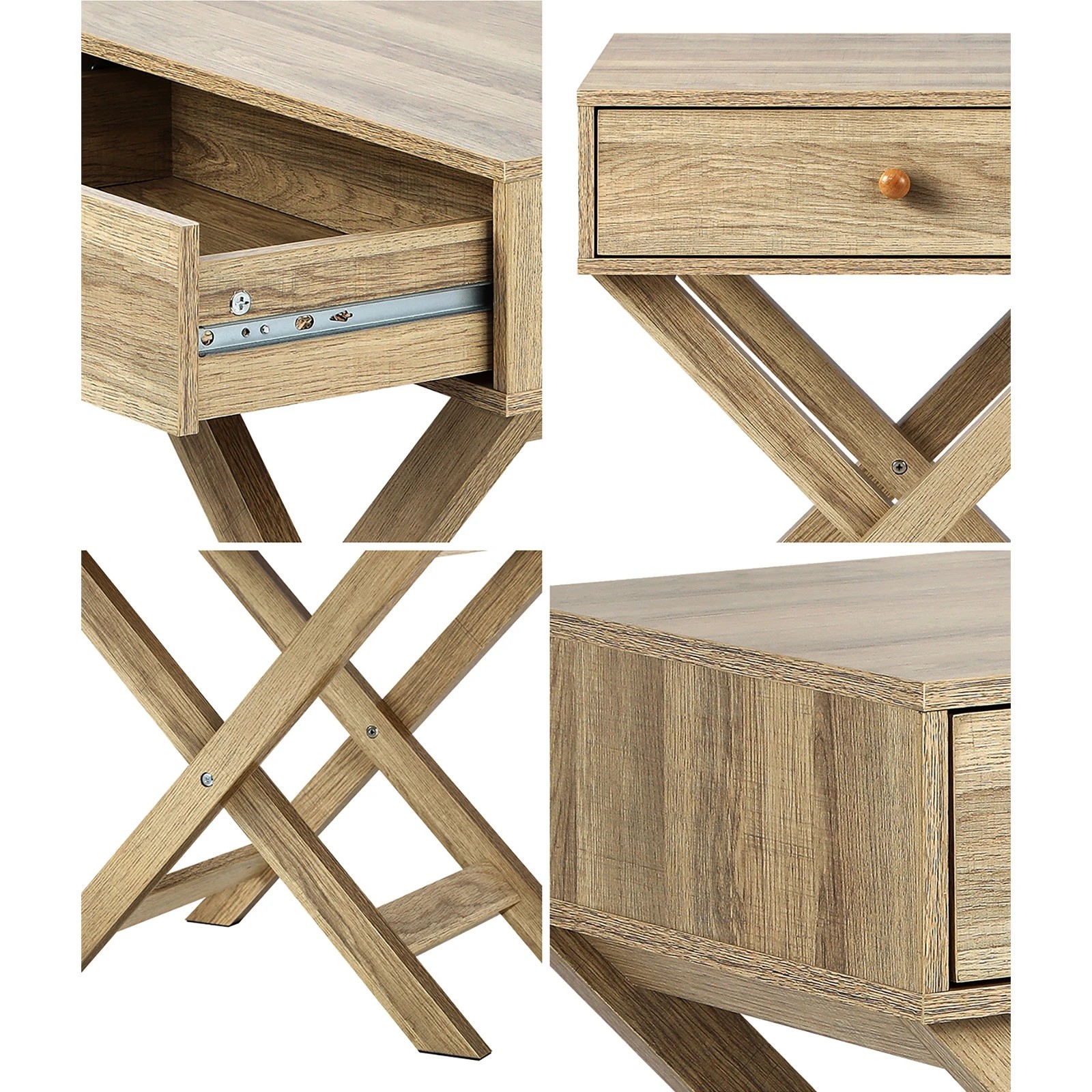 4 Oikiture Bedside Tables Set of 2 Nightstand Storage Cabinet Side End Table - Natural, 4 of 10