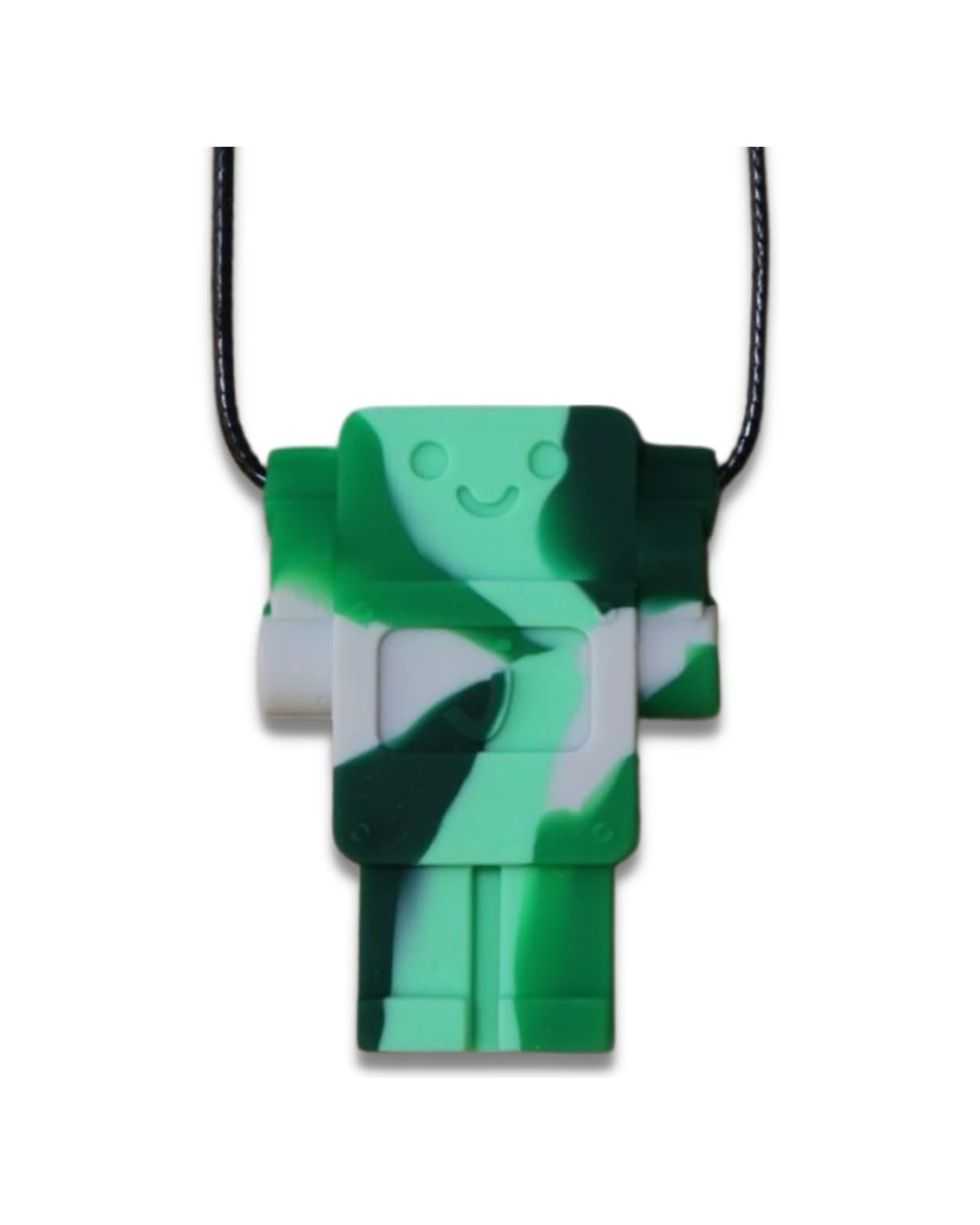 1 Jellystone Designs Kids Robot Sensory Pendant Medium Chew Necklace Camo - Green, 1 of 1