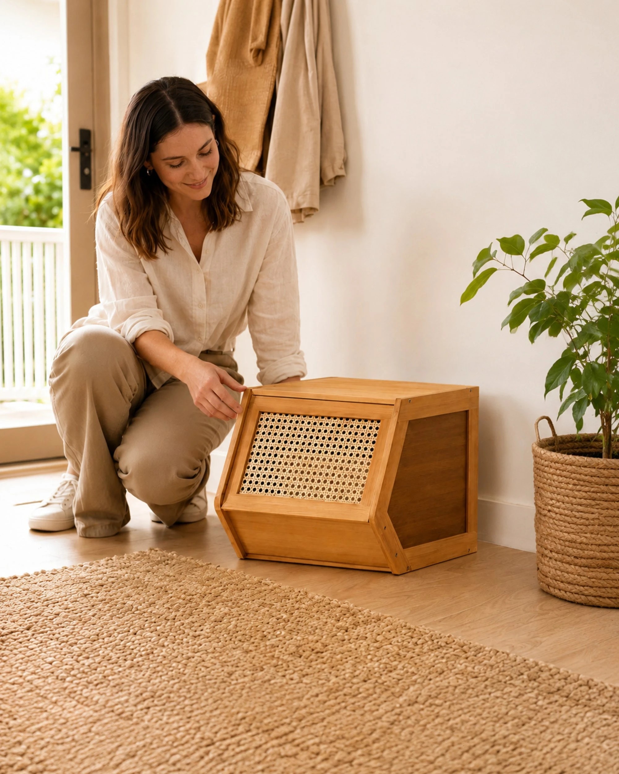 5 Foret Natural Bamboo Storage Cabinet Woven Flip Door Stackable Organiser, 5 of 7