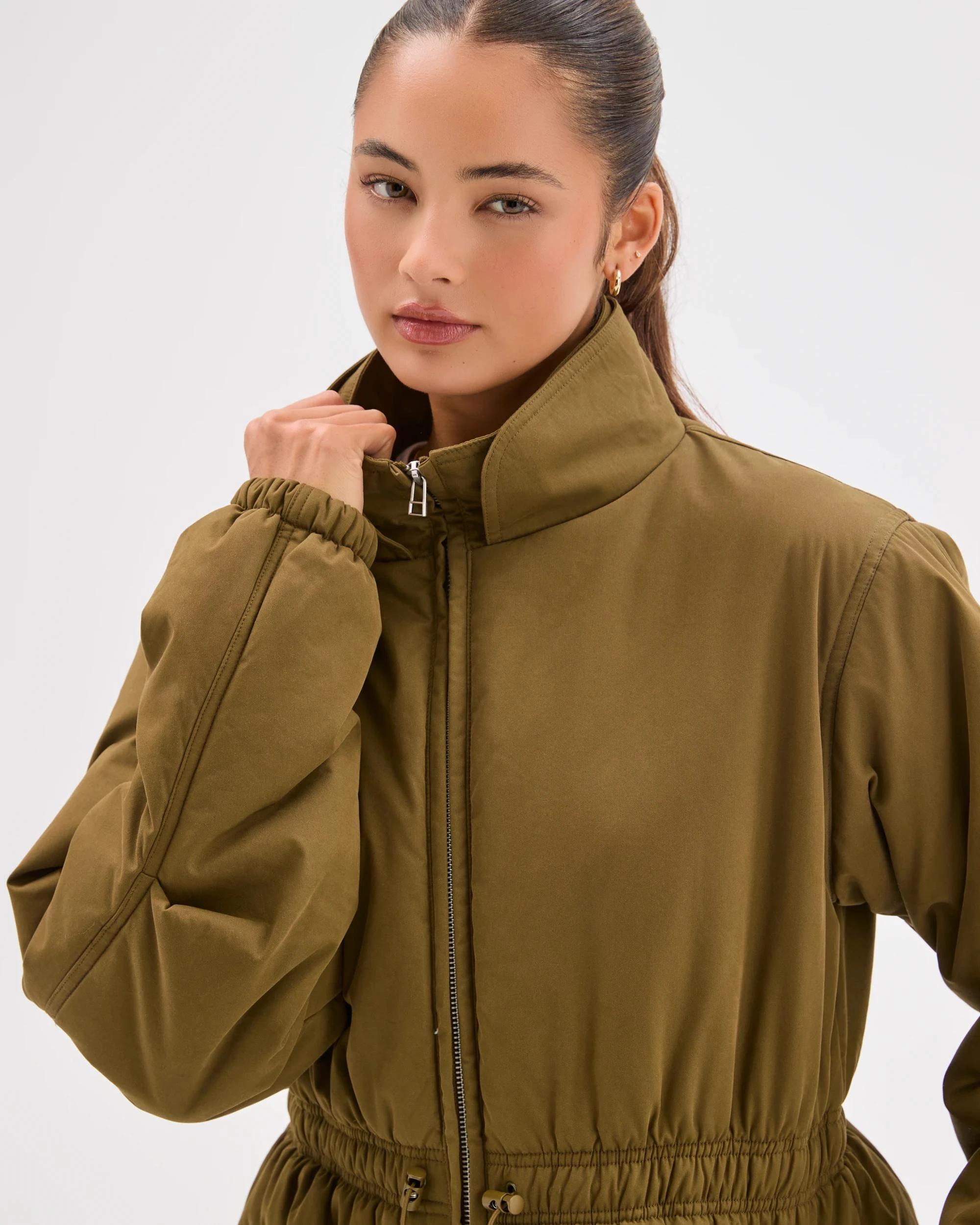 8 Lily Loves Australian Cotton Blend Cinched Puffer Jacket WOODLAND GREEN, 8 of 8