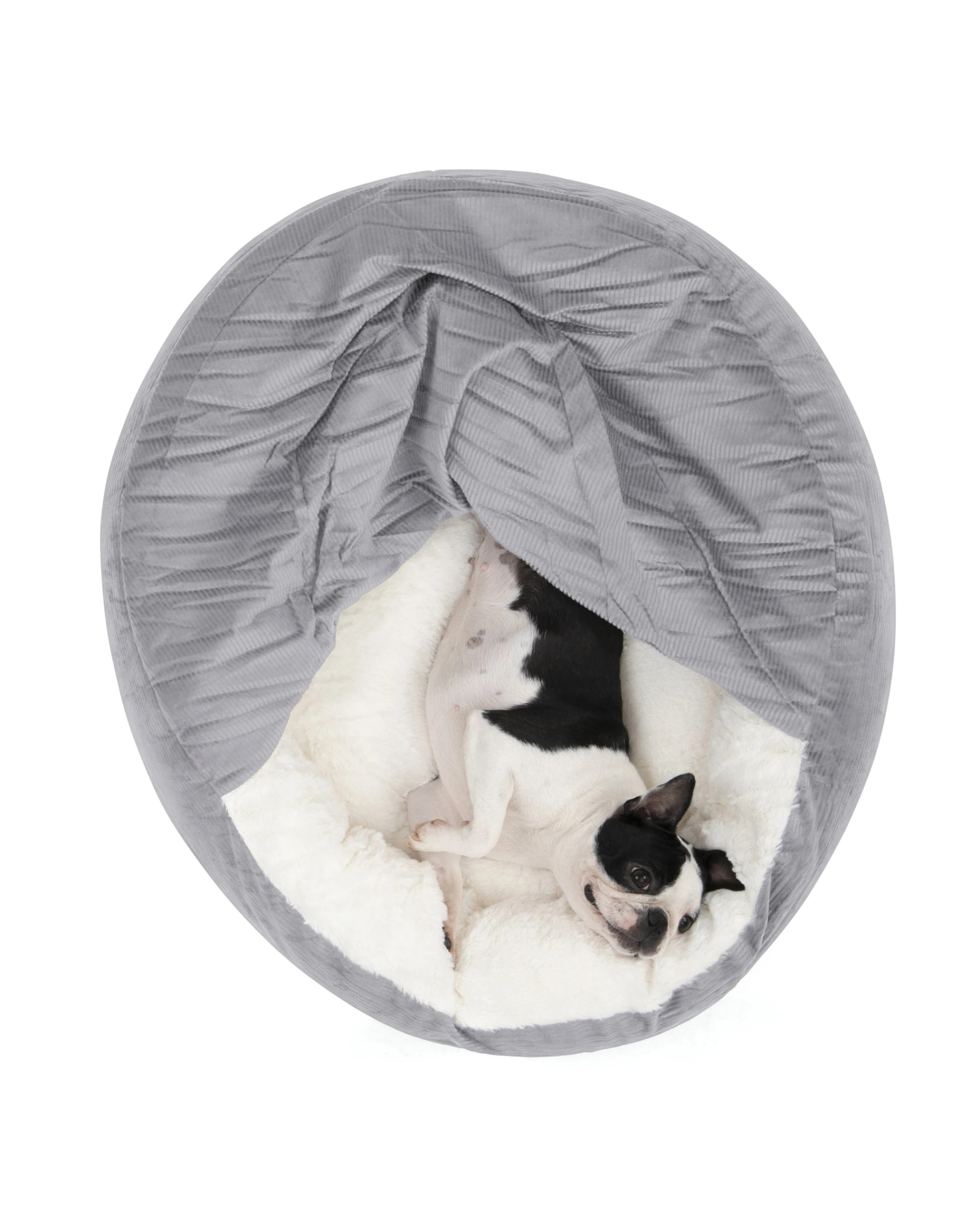 Charlie's Snookie Hooded Corduroy Calming Dog Bed Medium - Dove Grey ...